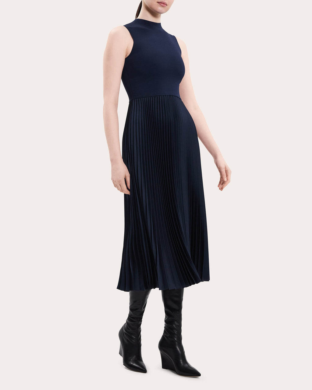 Textured Satin Pleated Combo Dress
