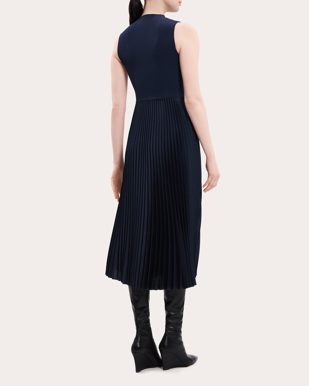 Textured Satin Pleated Combo Dress