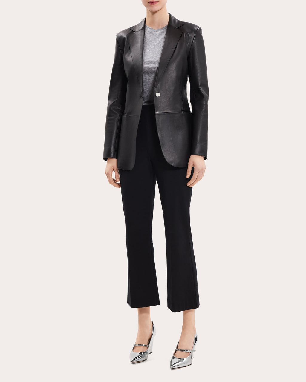 Slim Leather Blazer