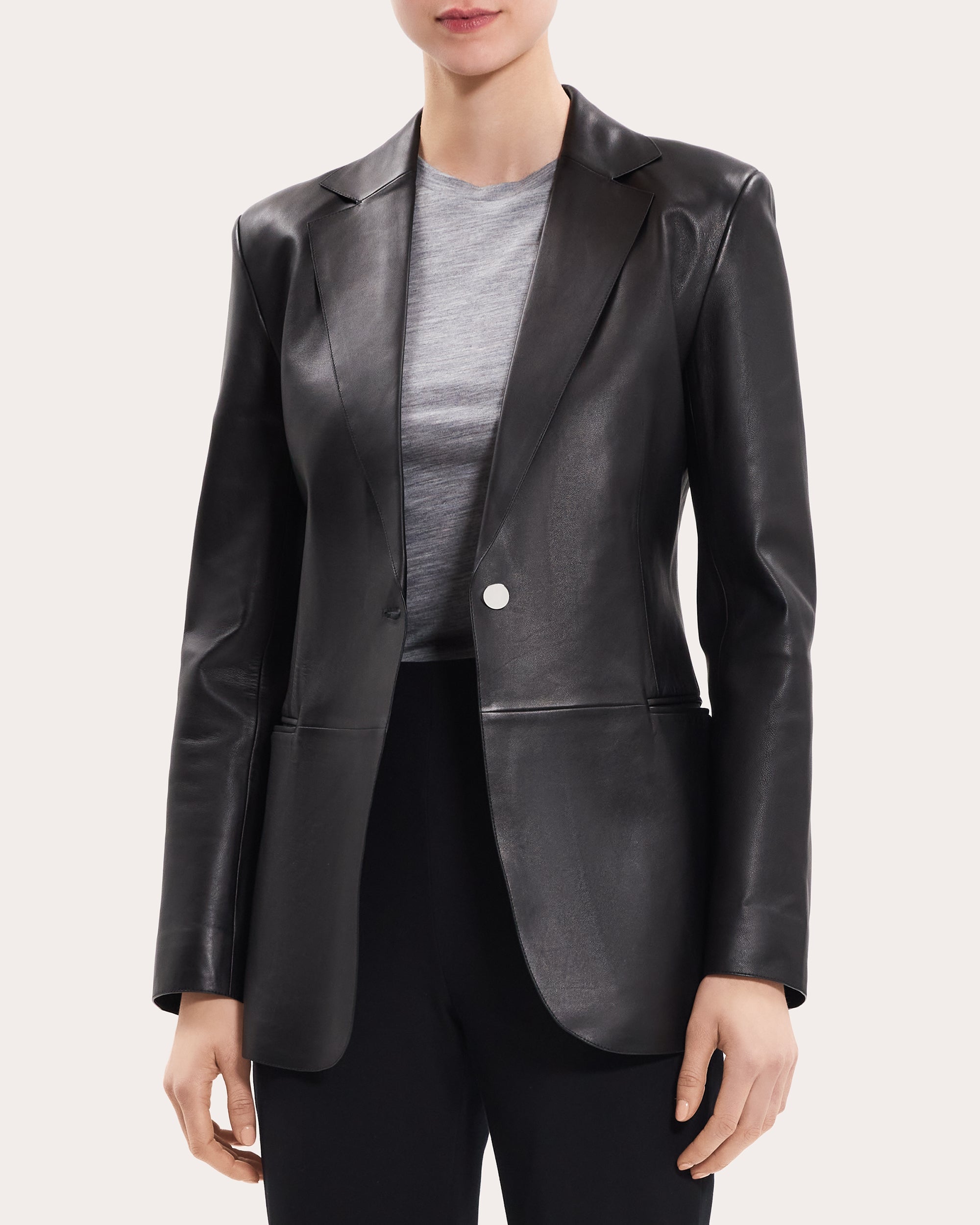Slim Leather Blazer
