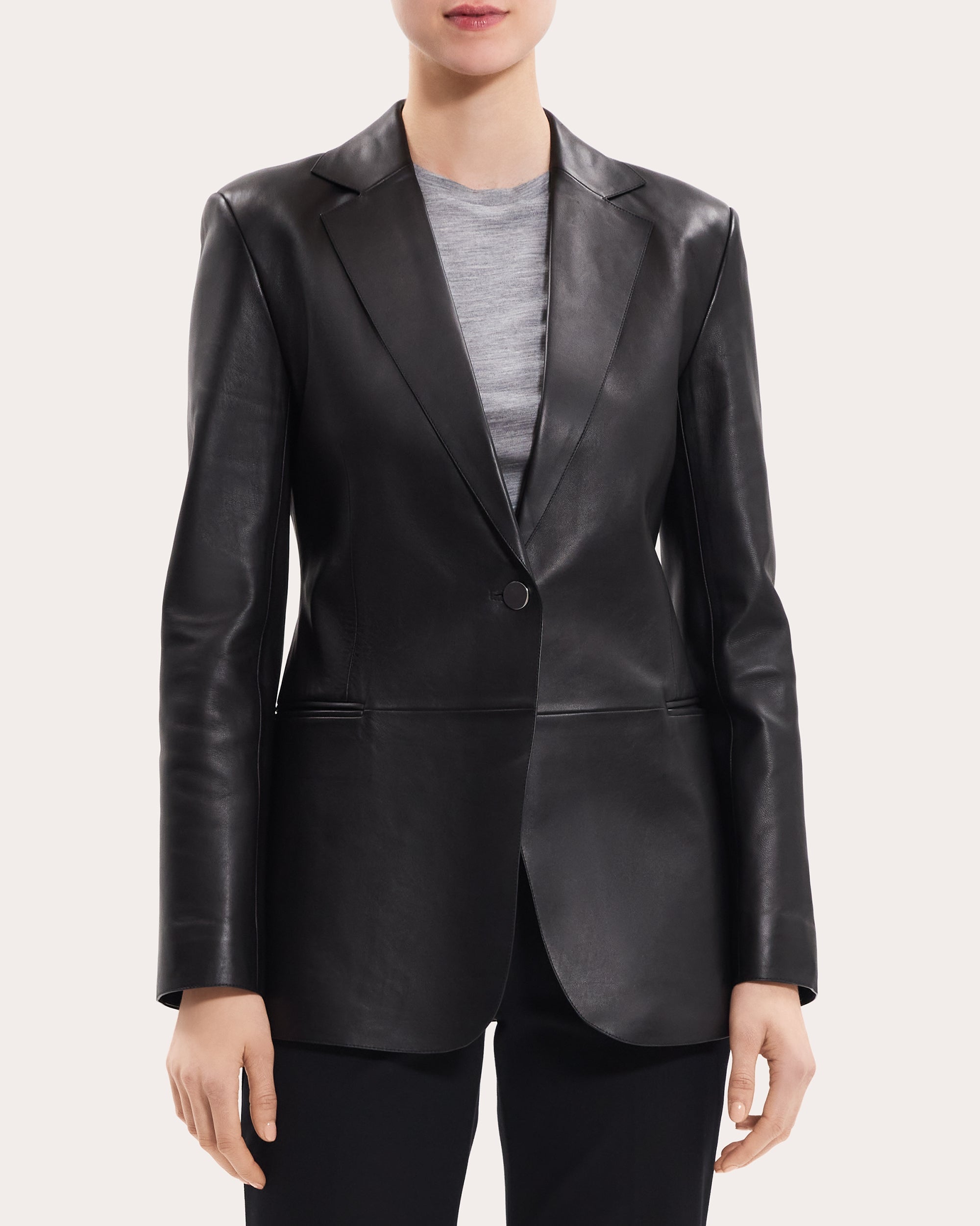 Slim Leather Blazer