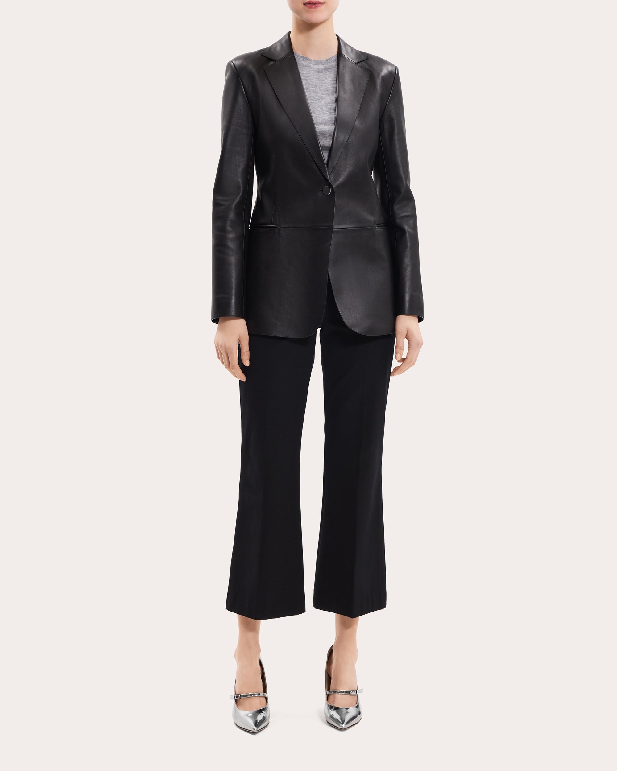 Slim Leather Blazer