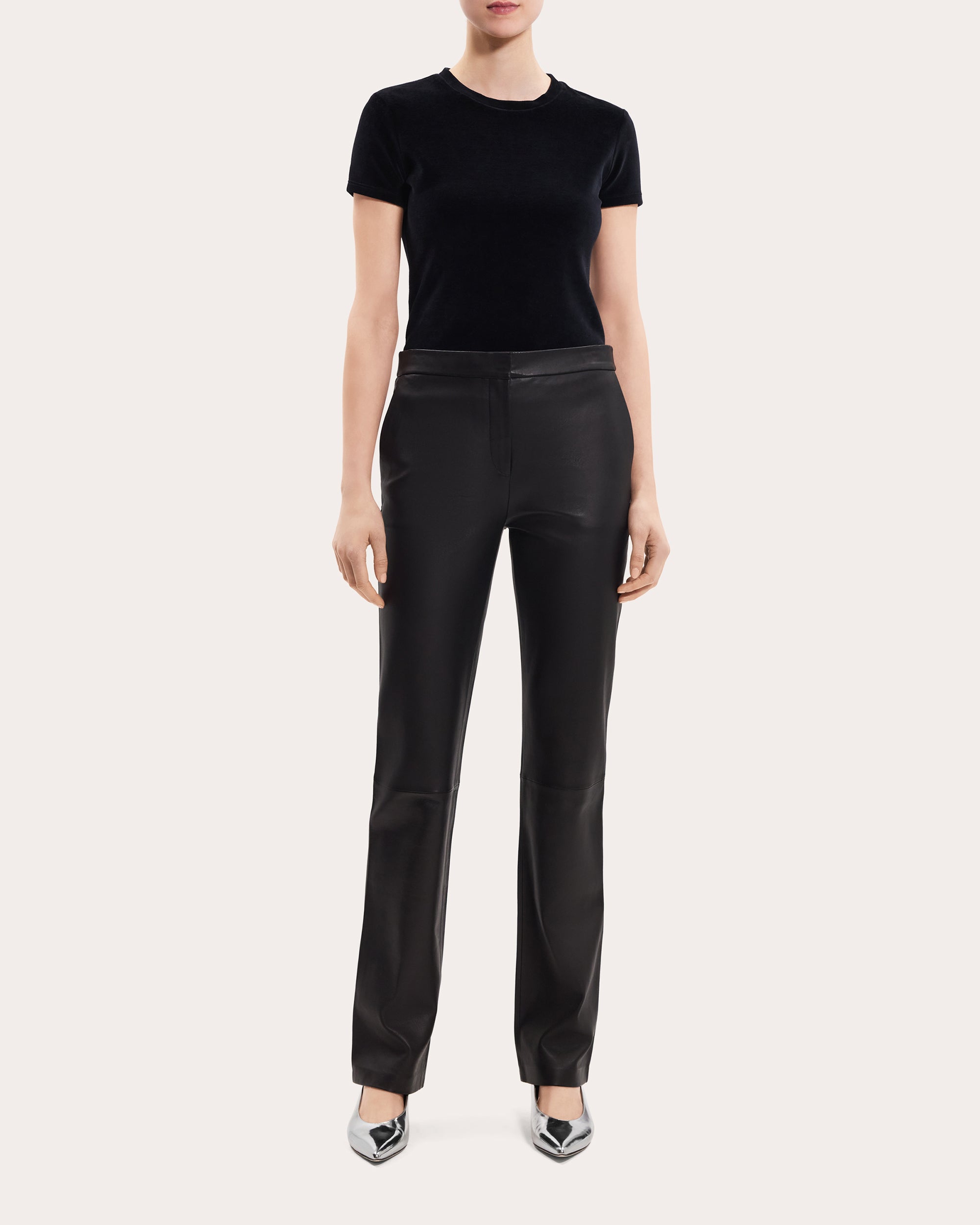 Slim-Straight Leather Pants