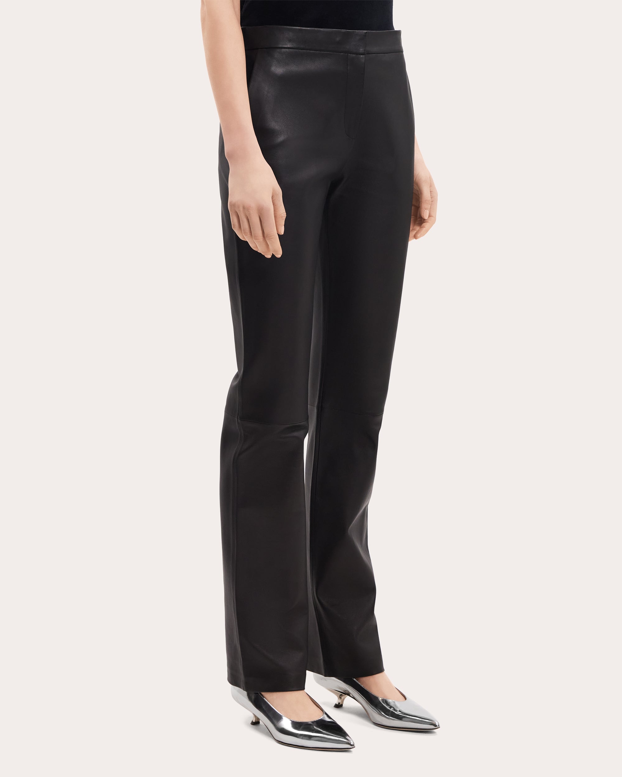 Slim-Straight Leather Pants