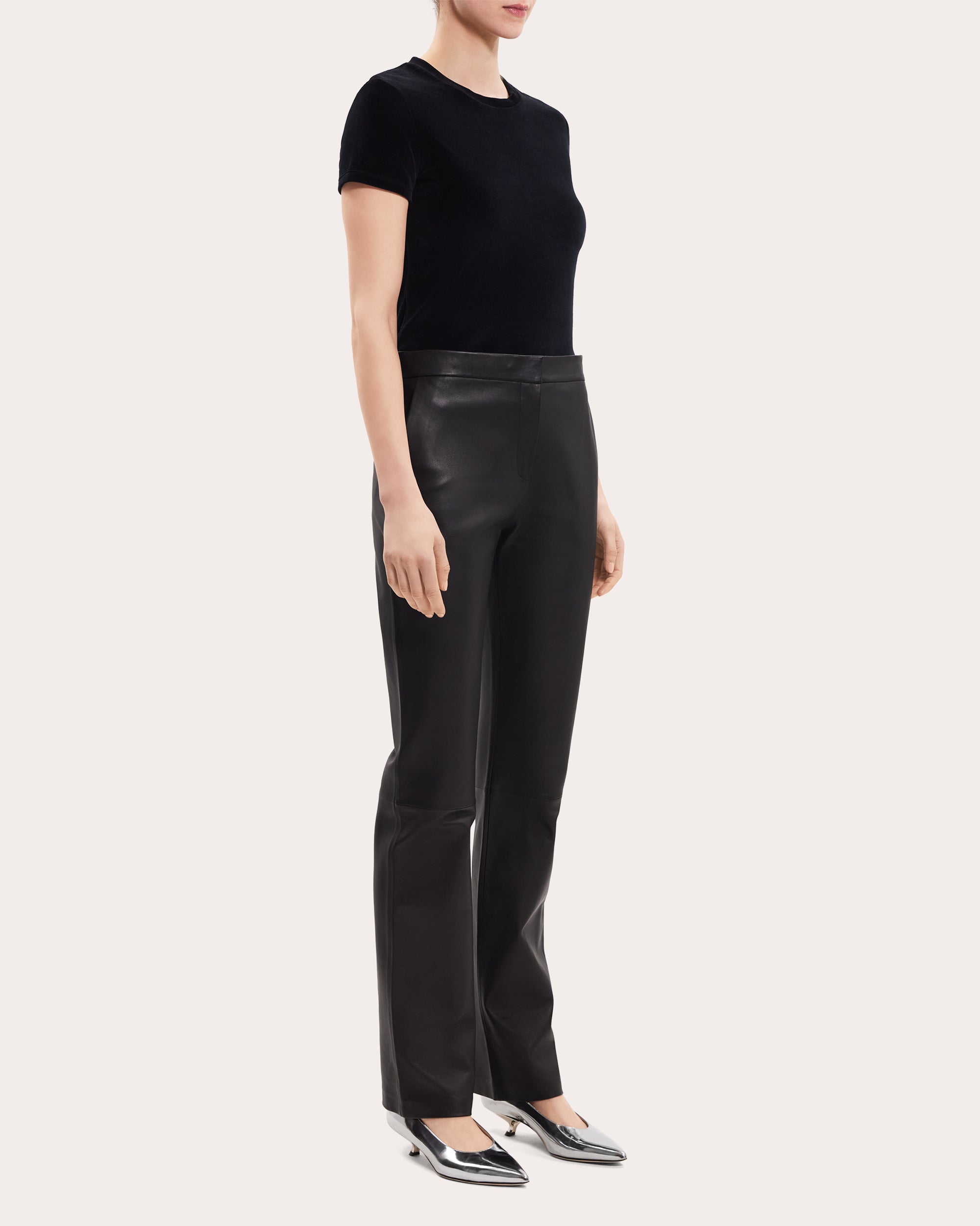 Slim-Straight Leather Pants