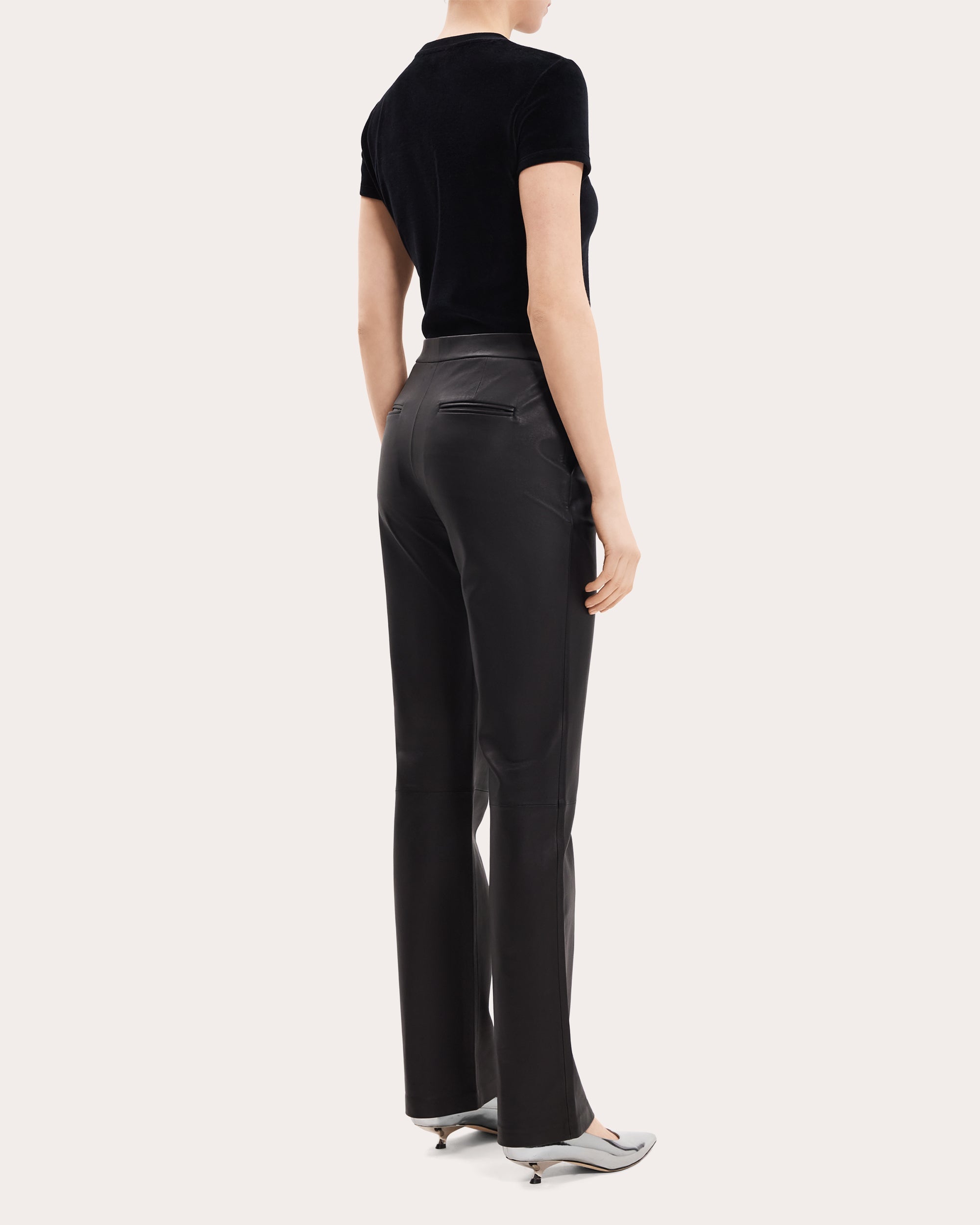 Slim-Straight Leather Pants