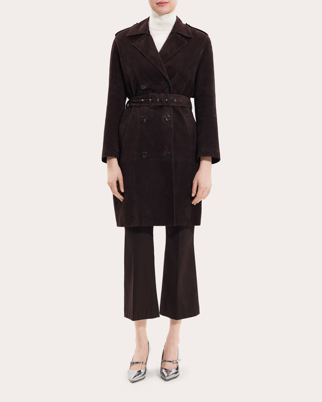 Suede Utility Trench Coat