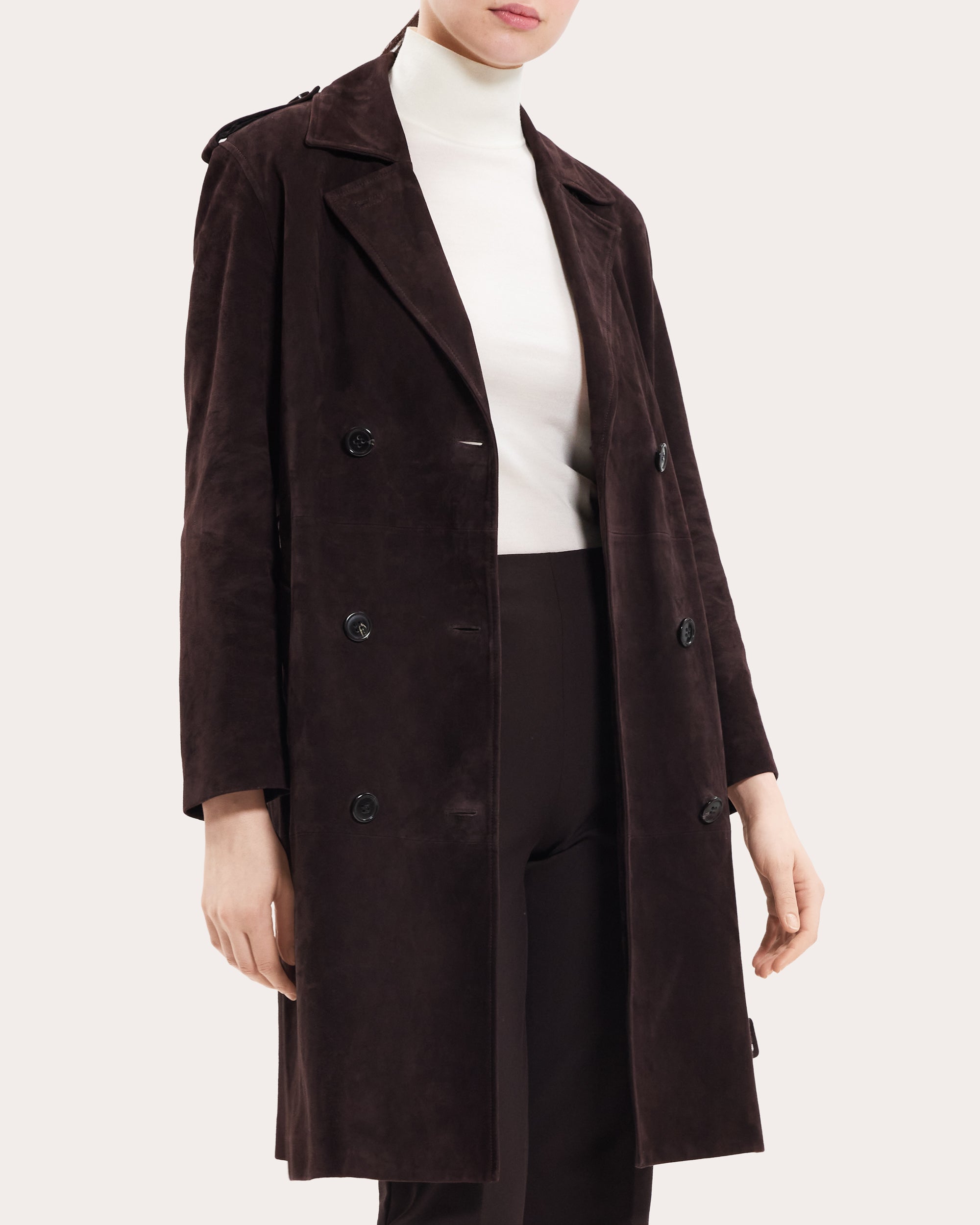 Suede Utility Trench Coat