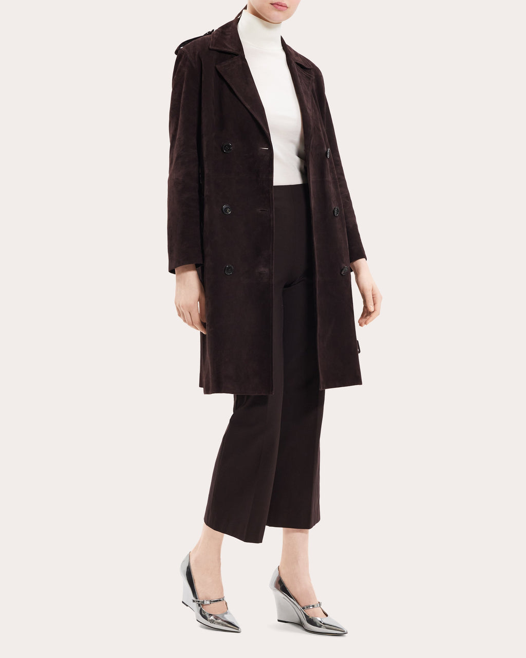 Suede Utility Trench Coat