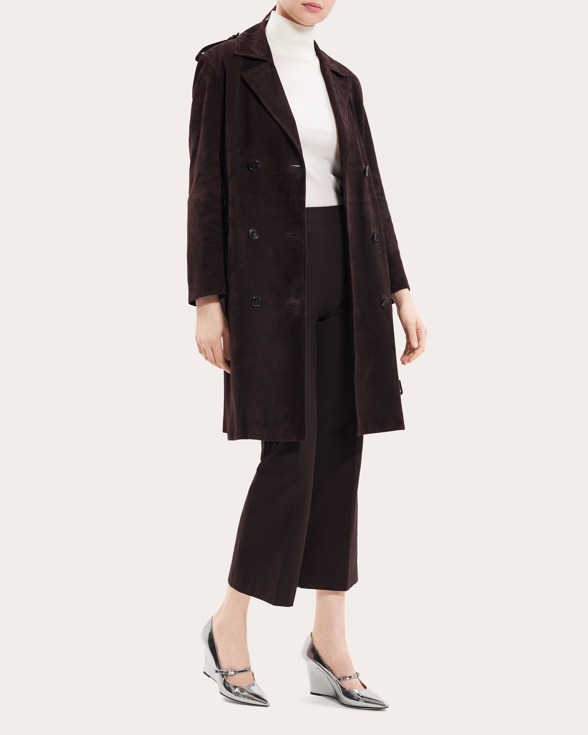 Suede Utility Trench Coat