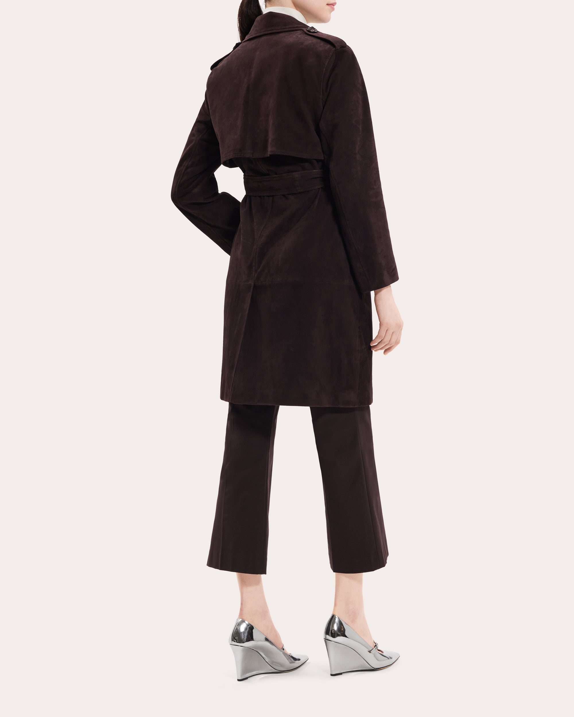 Suede Utility Trench Coat