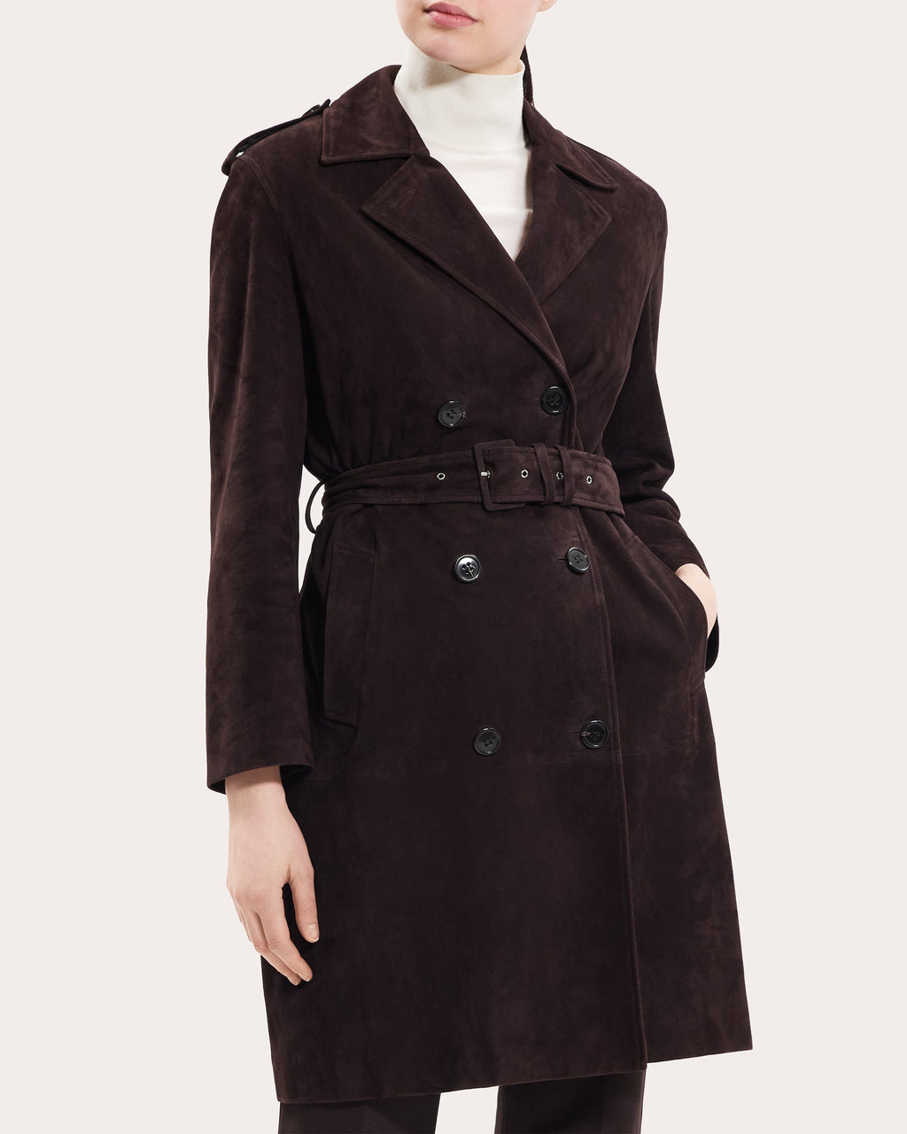 Suede Utility Trench Coat