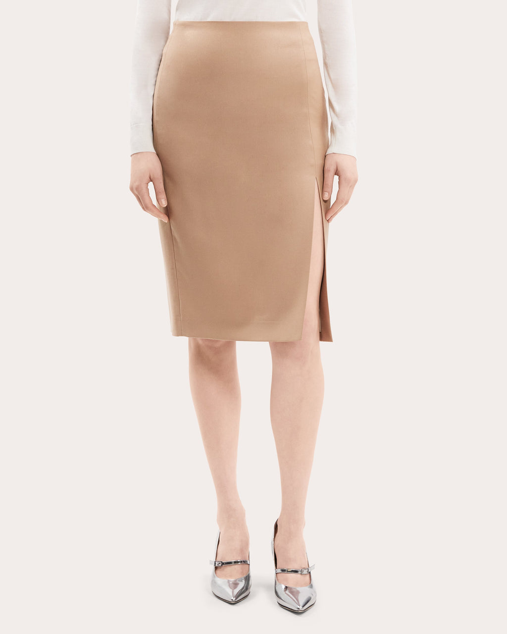 Side-Slit Wool Skirt