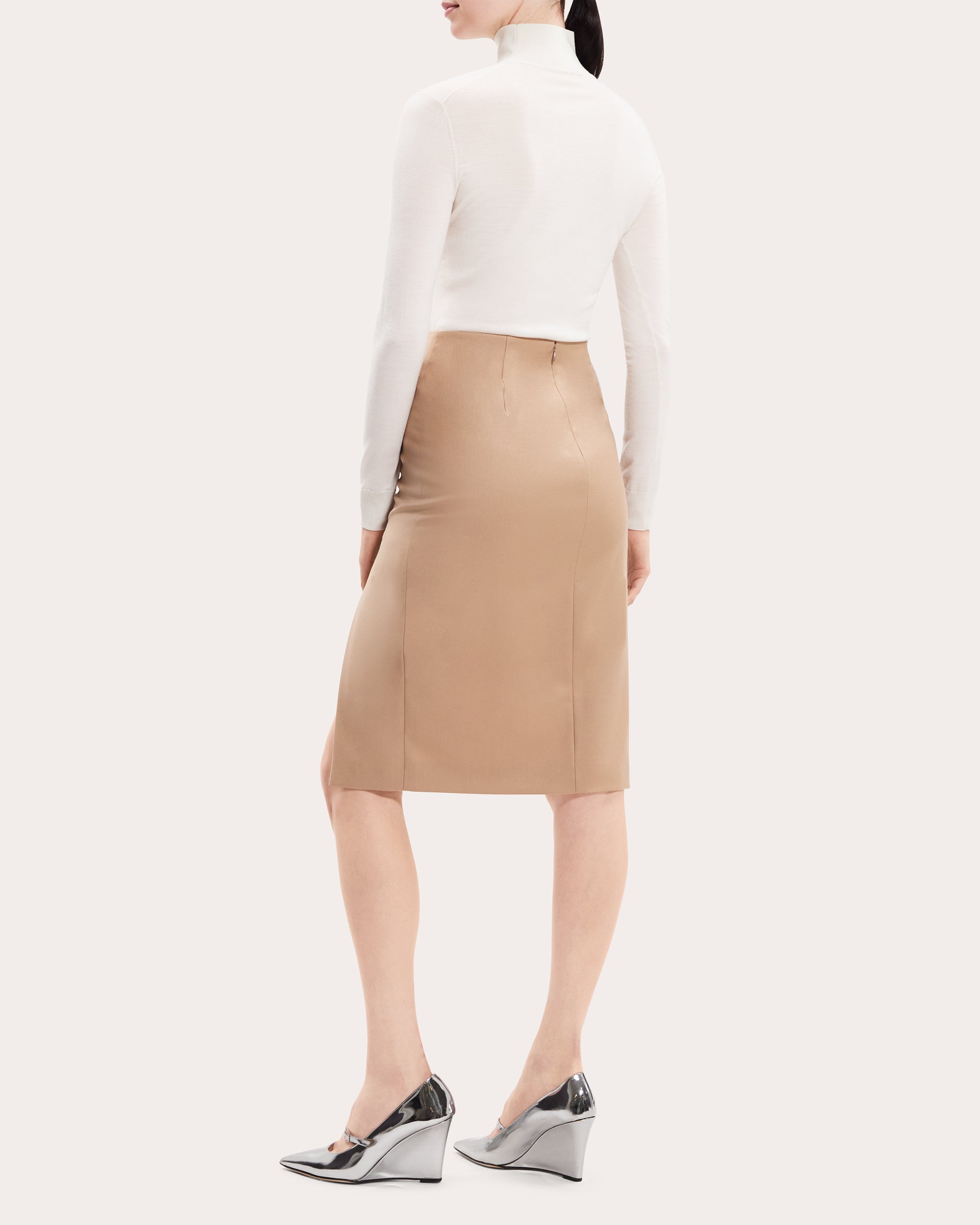 Side-Slit Wool Skirt