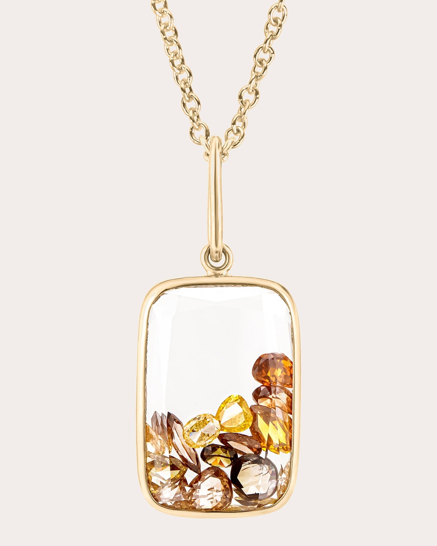 Ten Fourteen 18K Gold Crystal and Yellow Diamond Shaker Pendant Necklace