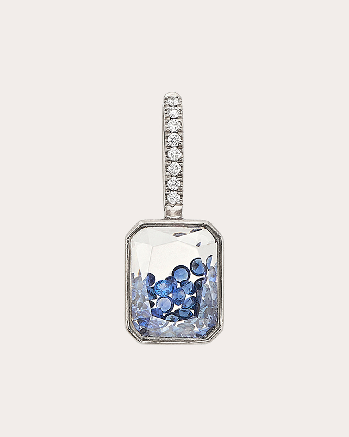 Naipe 18K Gold Crystal Sapphire and Diamond Shaker Pendant