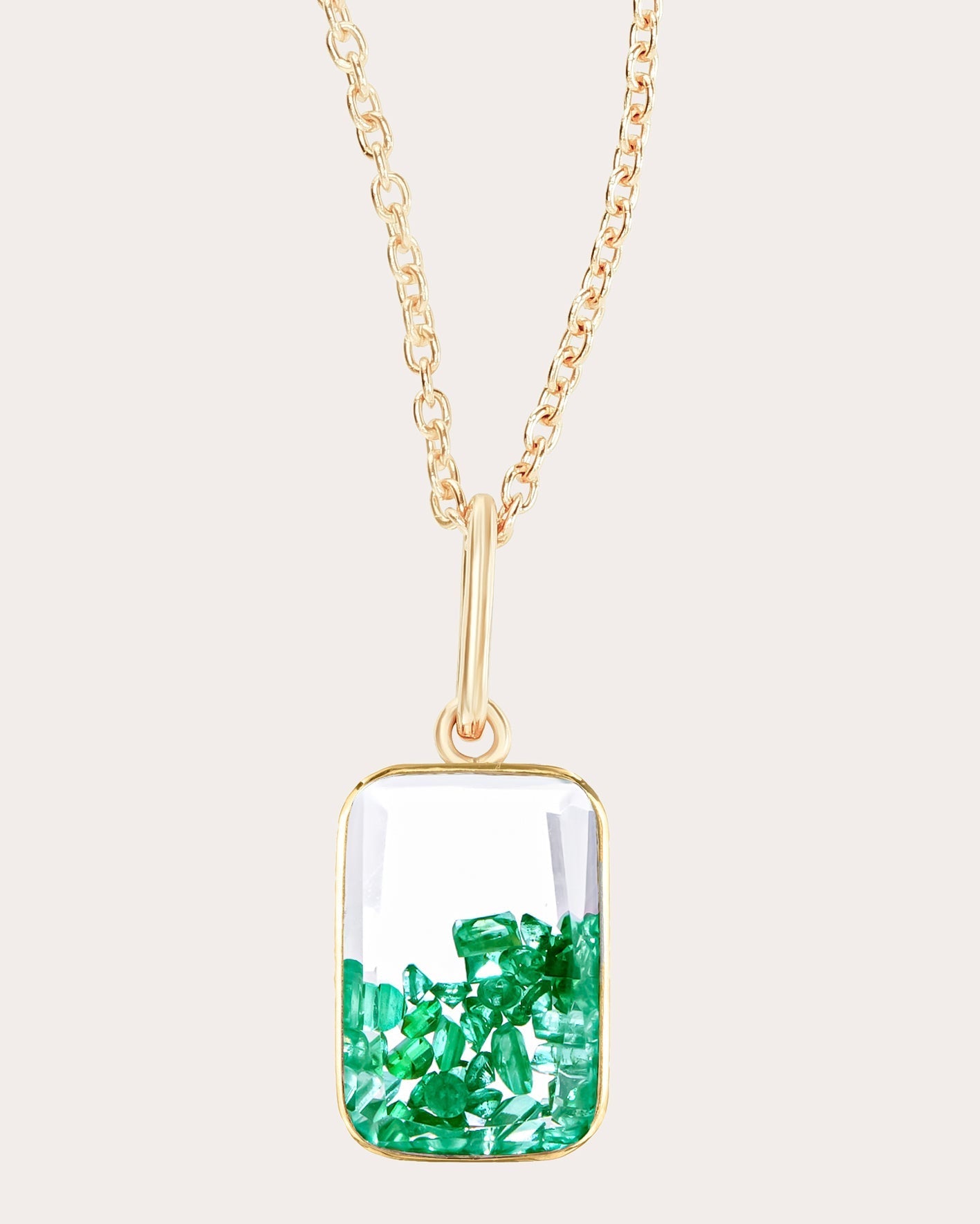 Ten Fourteen 18K Gold Crystal and Emerald Shaker Pendant Necklace