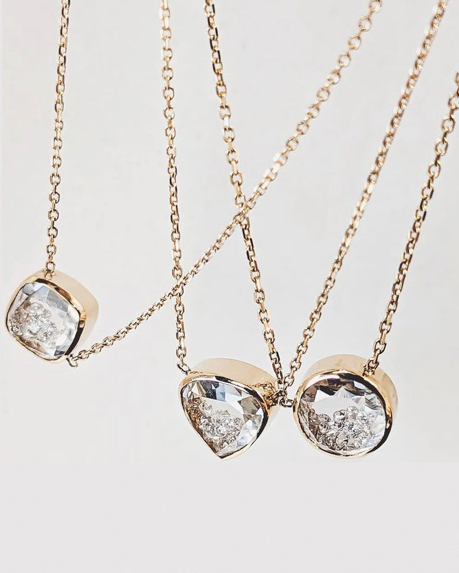 Esmeralda 18K Gold Crystal and Diamond Shaker Pendant Necklace