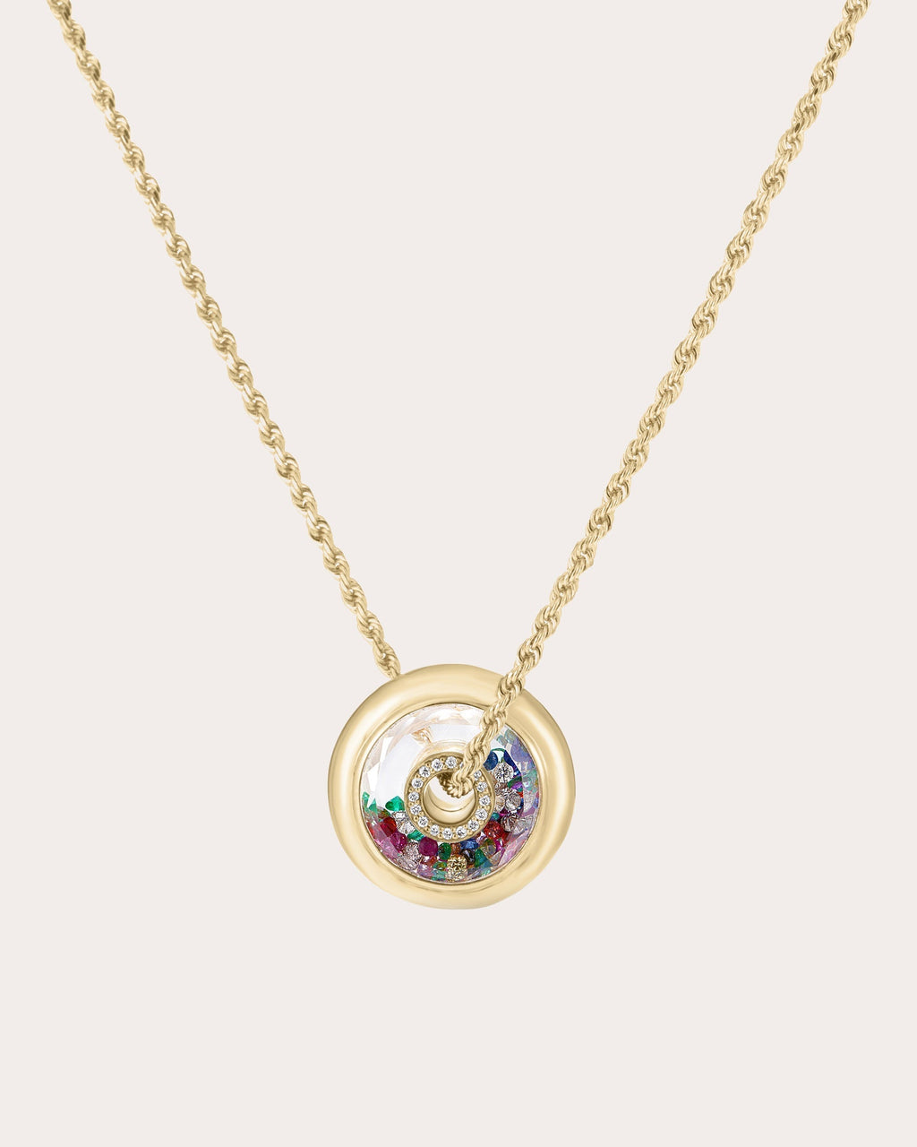 Roda 12 18K Gold Crystal and Multi-Stone Shaker Pendant Necklace