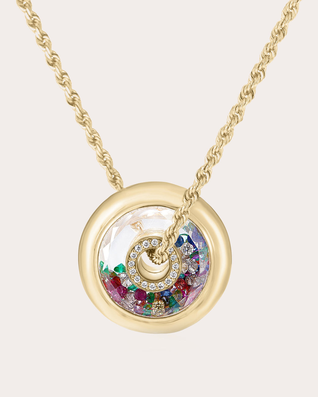 Roda 12 18K Gold Crystal and Multi-Stone Shaker Pendant Necklace