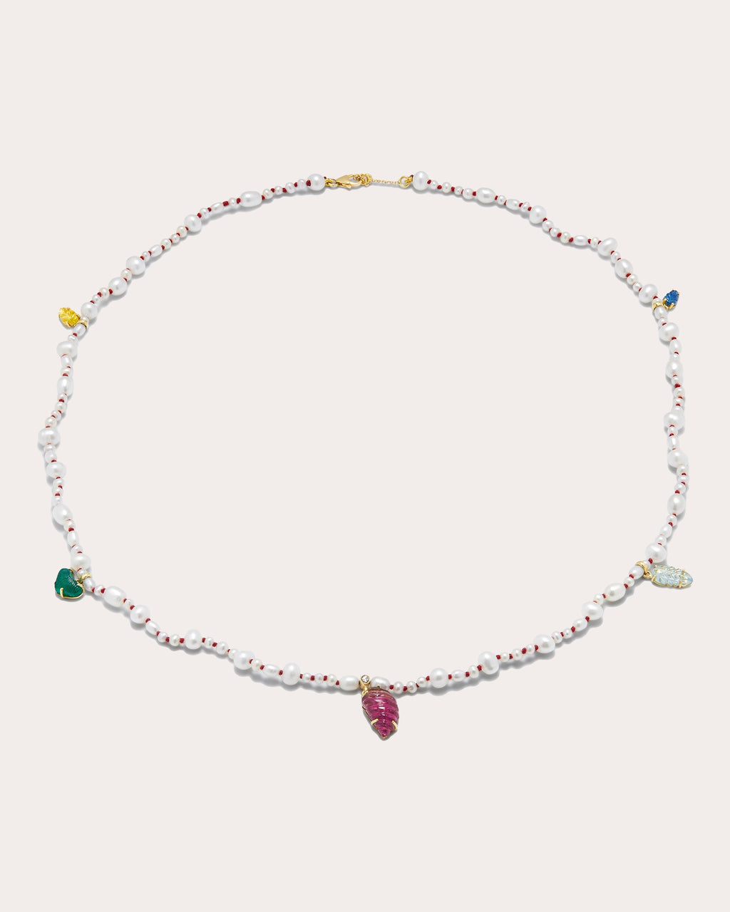 Muna 18K Gold Pearl and Multi-Stone Necklace