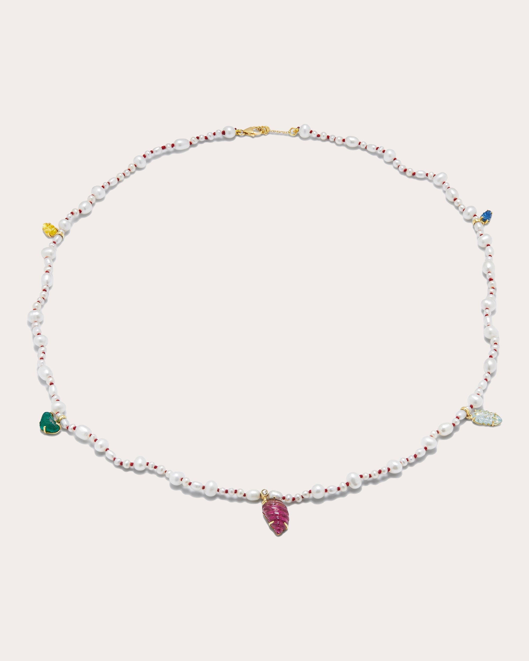 Muna 18K Gold Pearl and Multi-Stone Necklace