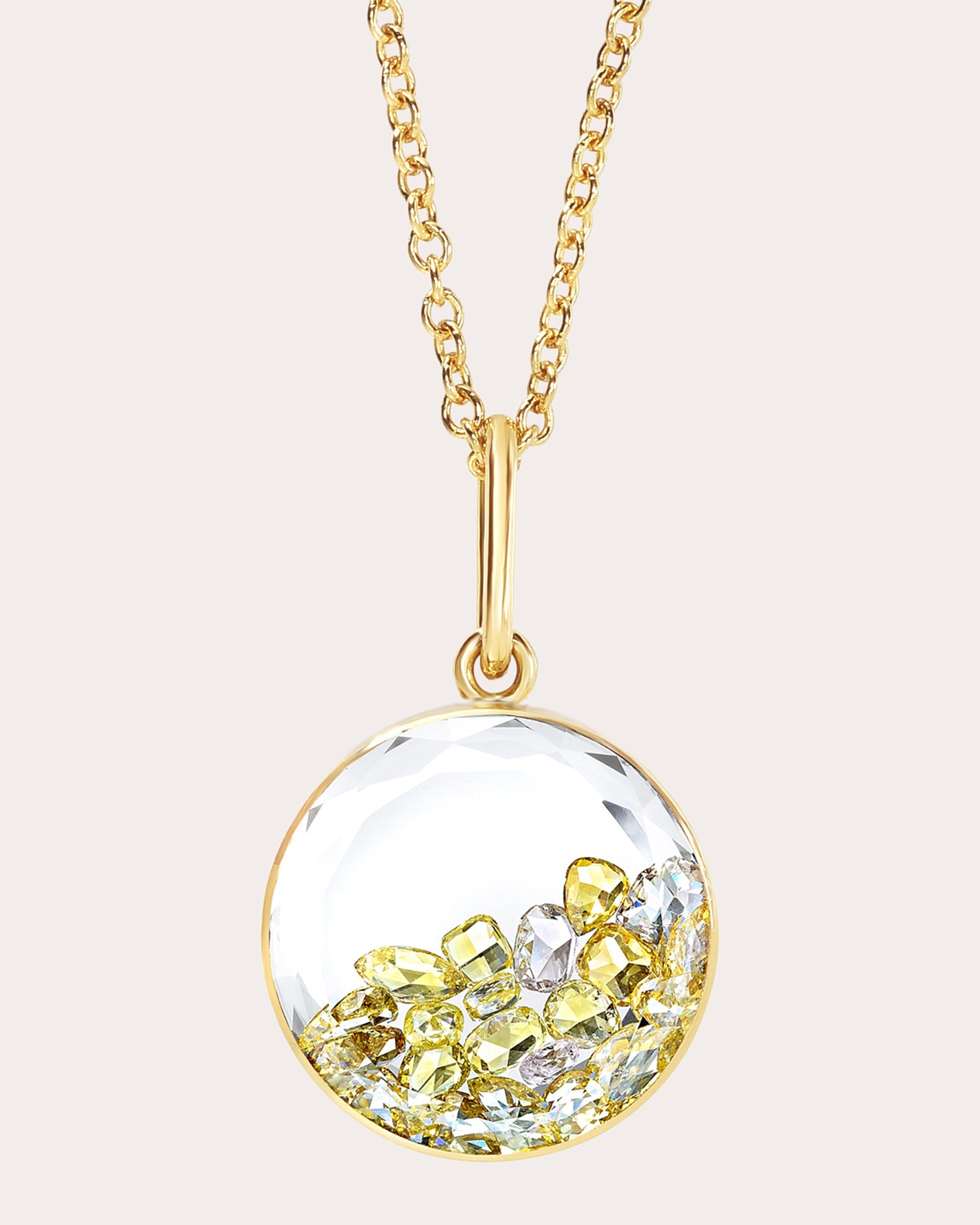 Core 12 18K Gold Crystal and Diamond Shaker Pendant Necklace