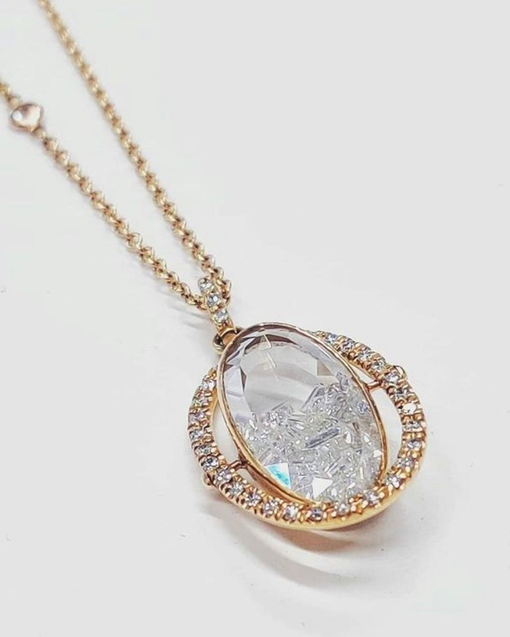 Halo 18K Gold Crystal and Diamond Shaker Pendant Necklace