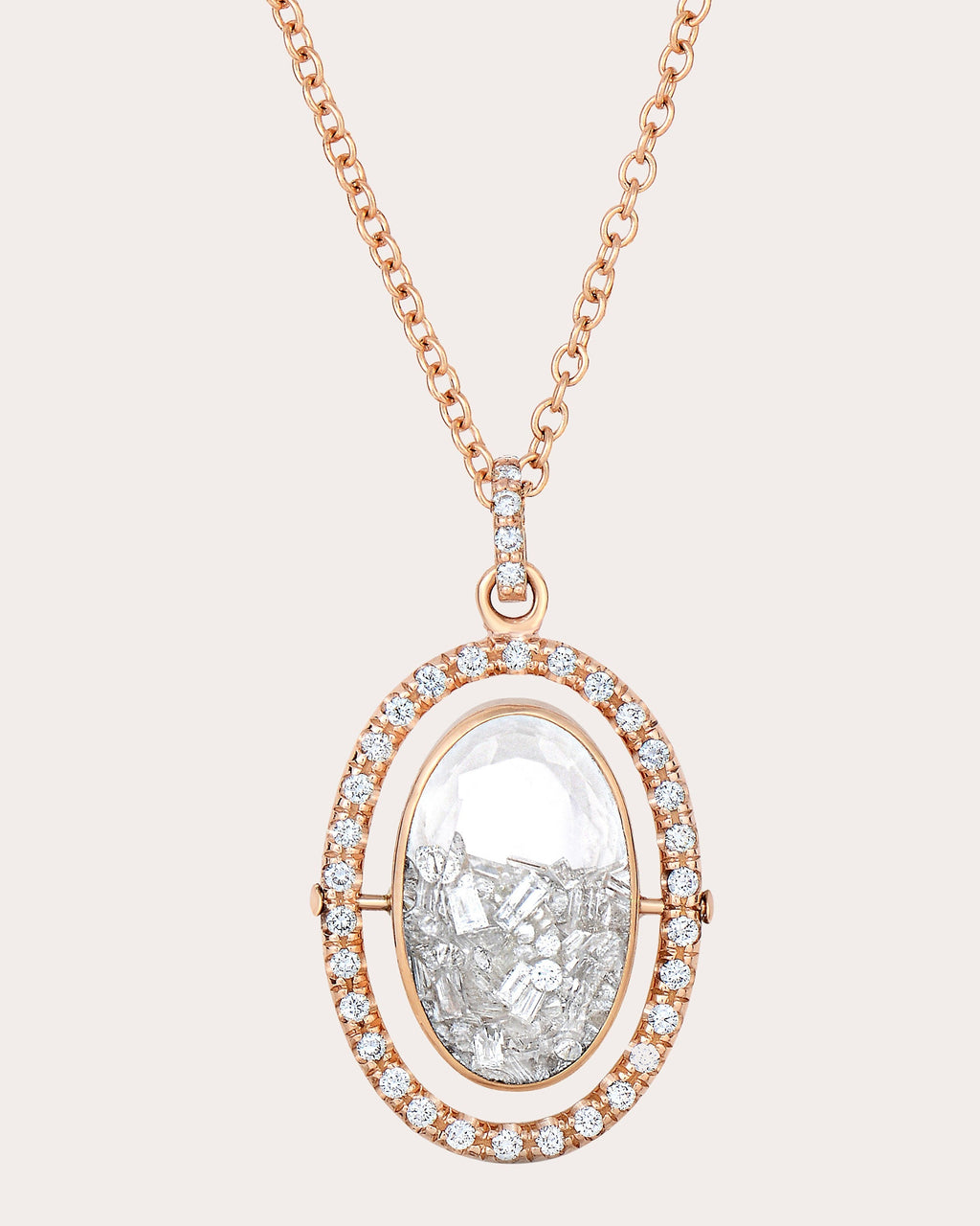 Halo 18K Gold Crystal and Diamond Shaker Pendant Necklace
