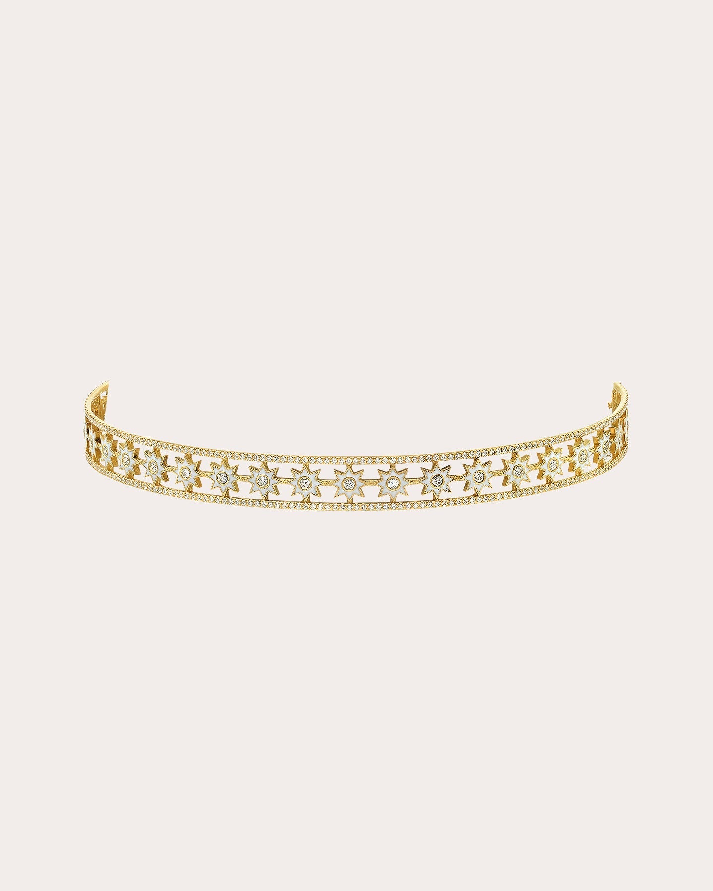 18K Gold Enamel and Diamond Star Choker