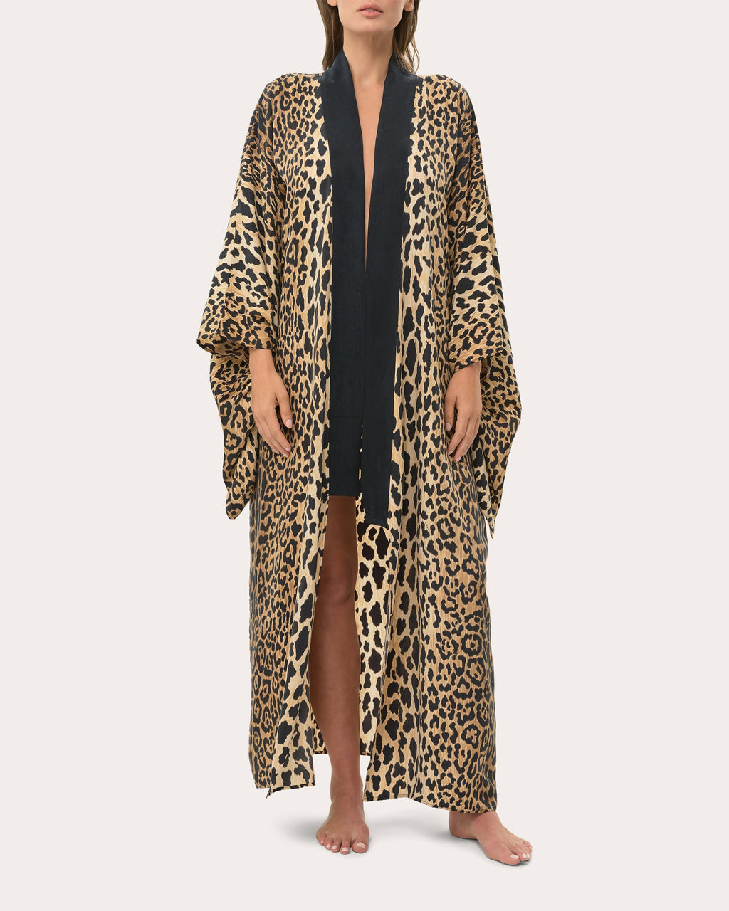 Anya Printed Satin Kimono Robe