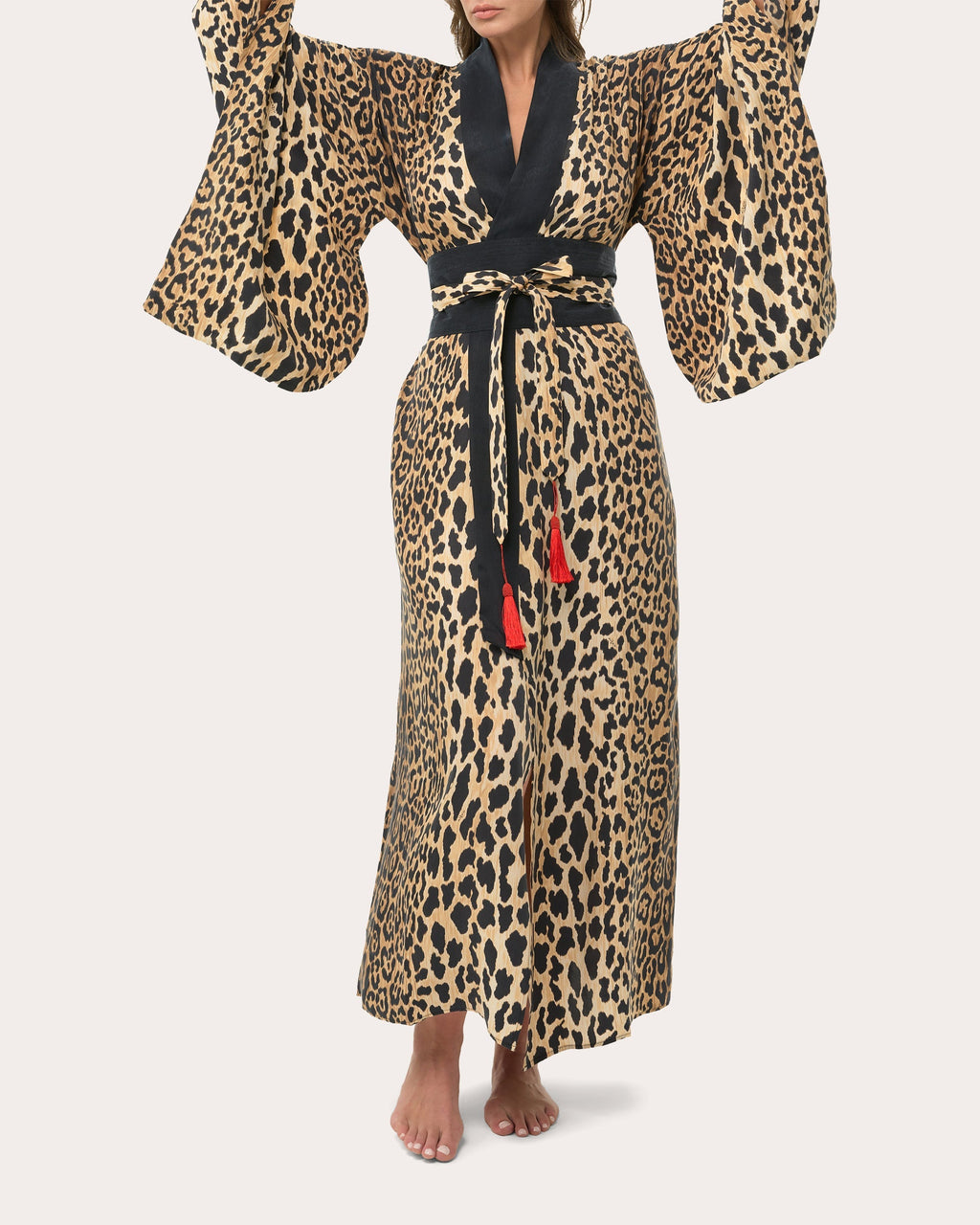 Anya Printed Satin Kimono Robe