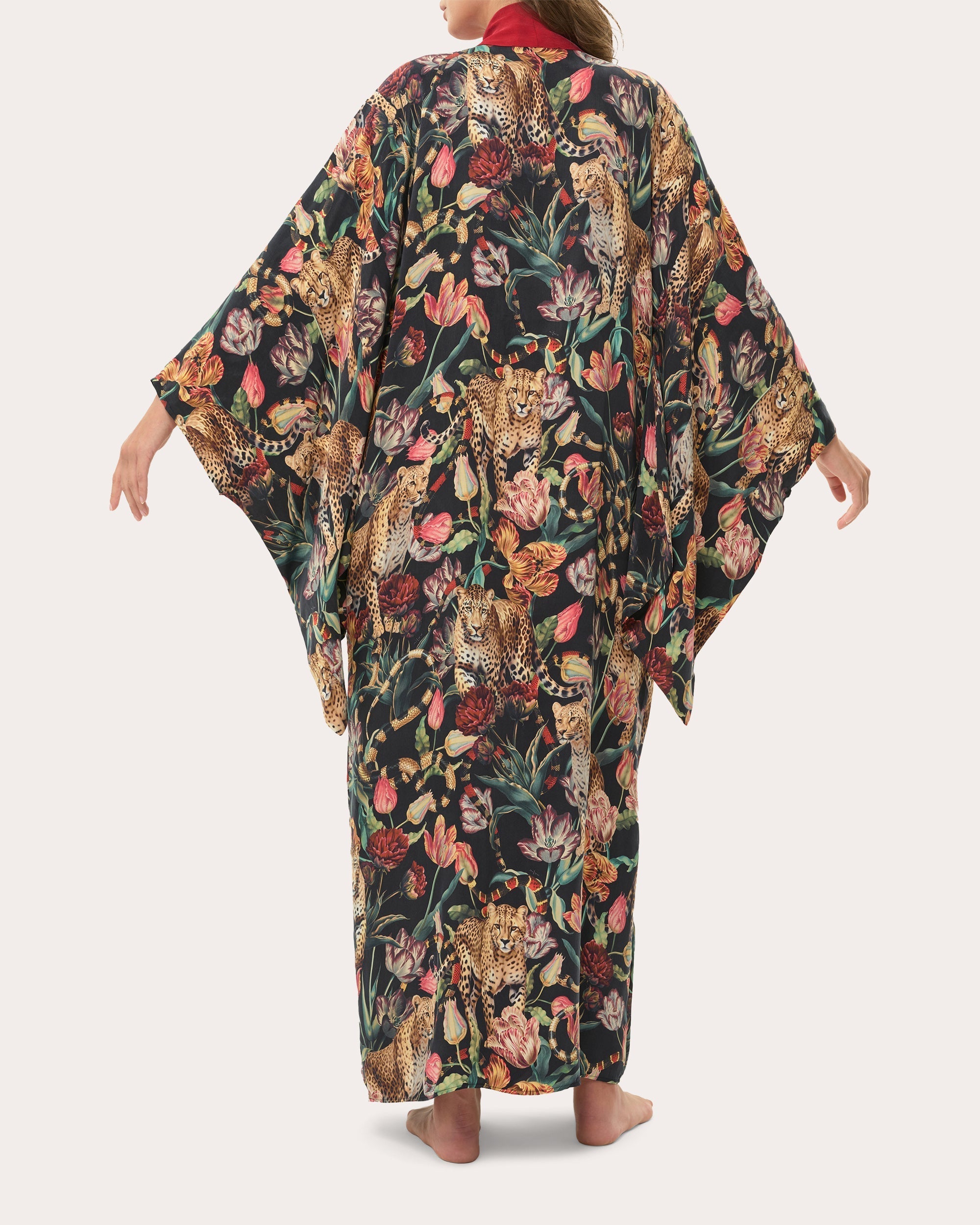 Anya Printed Satin Kimono Robe