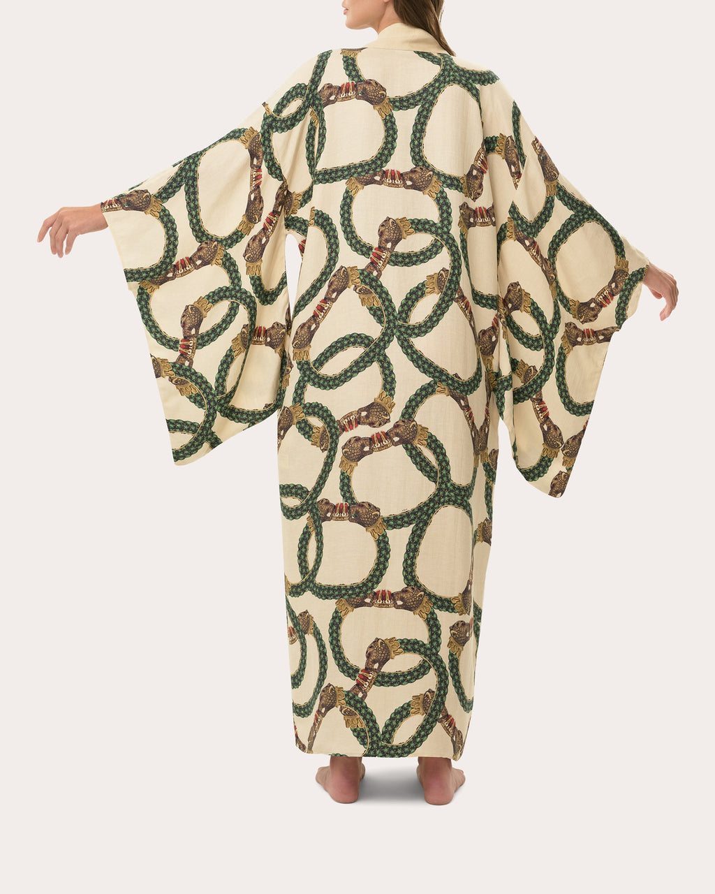 Anya Printed Linen Blend Kimono Robe