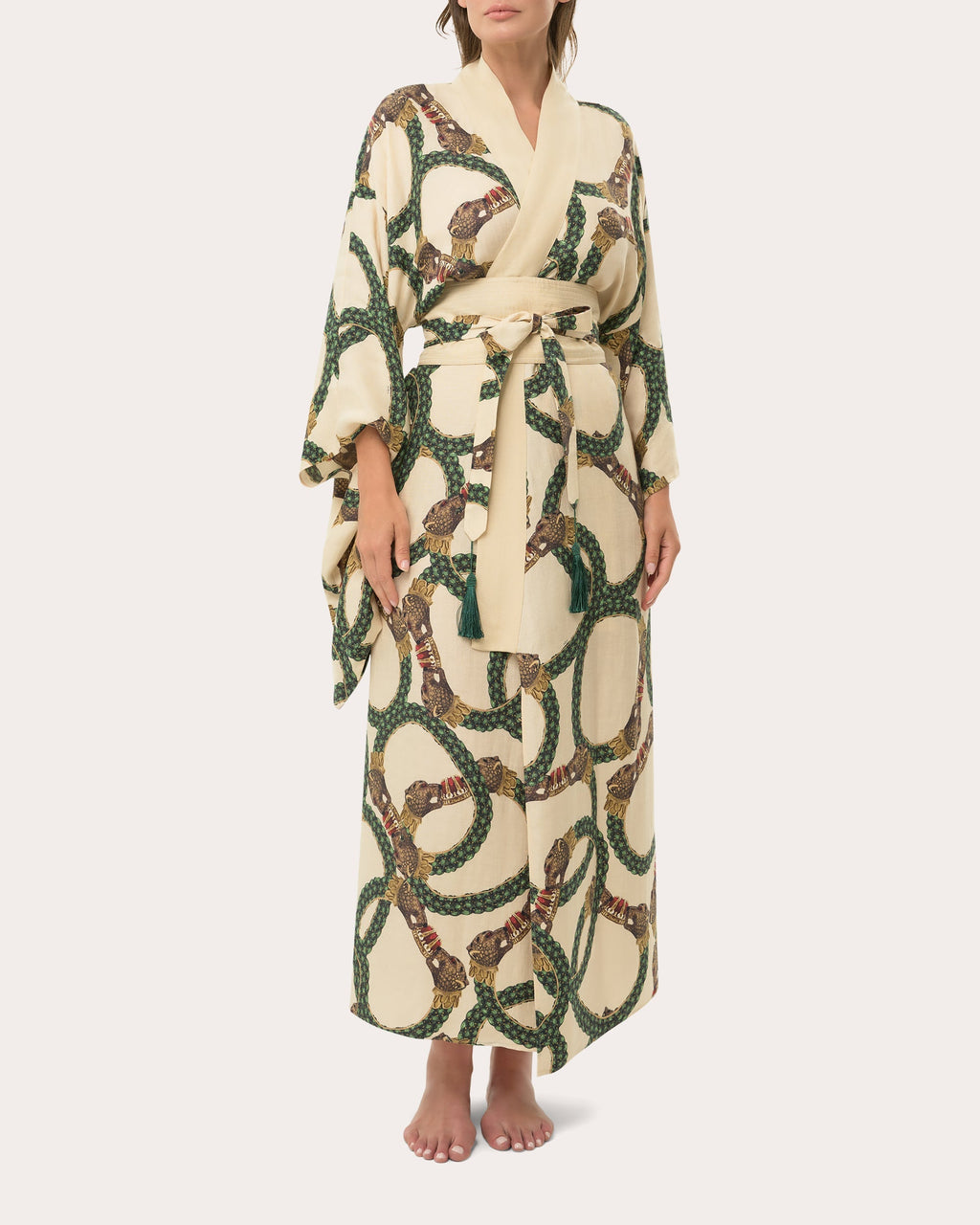 Anya Printed Linen Blend Kimono Robe
