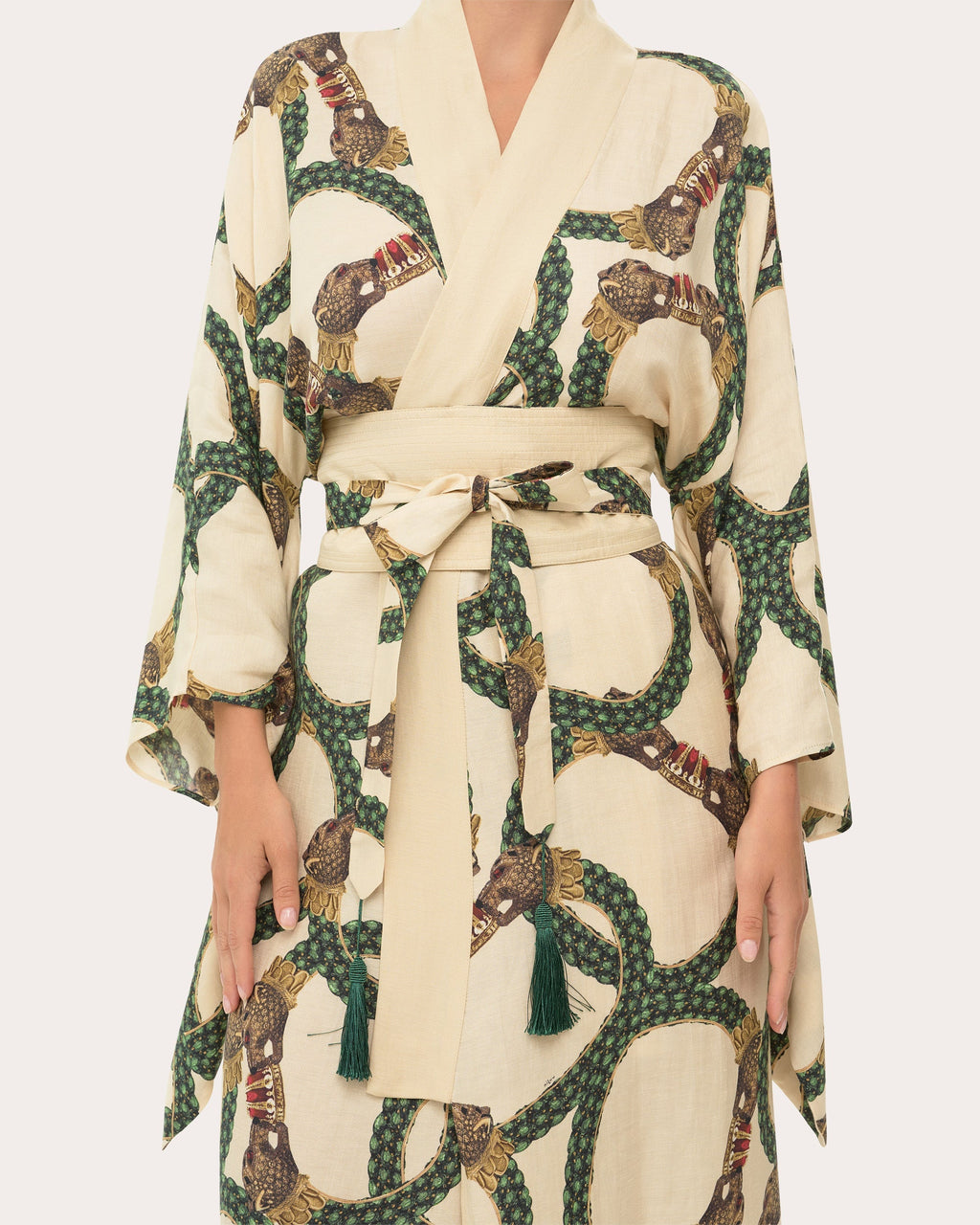 Anya Printed Linen Blend Kimono Robe