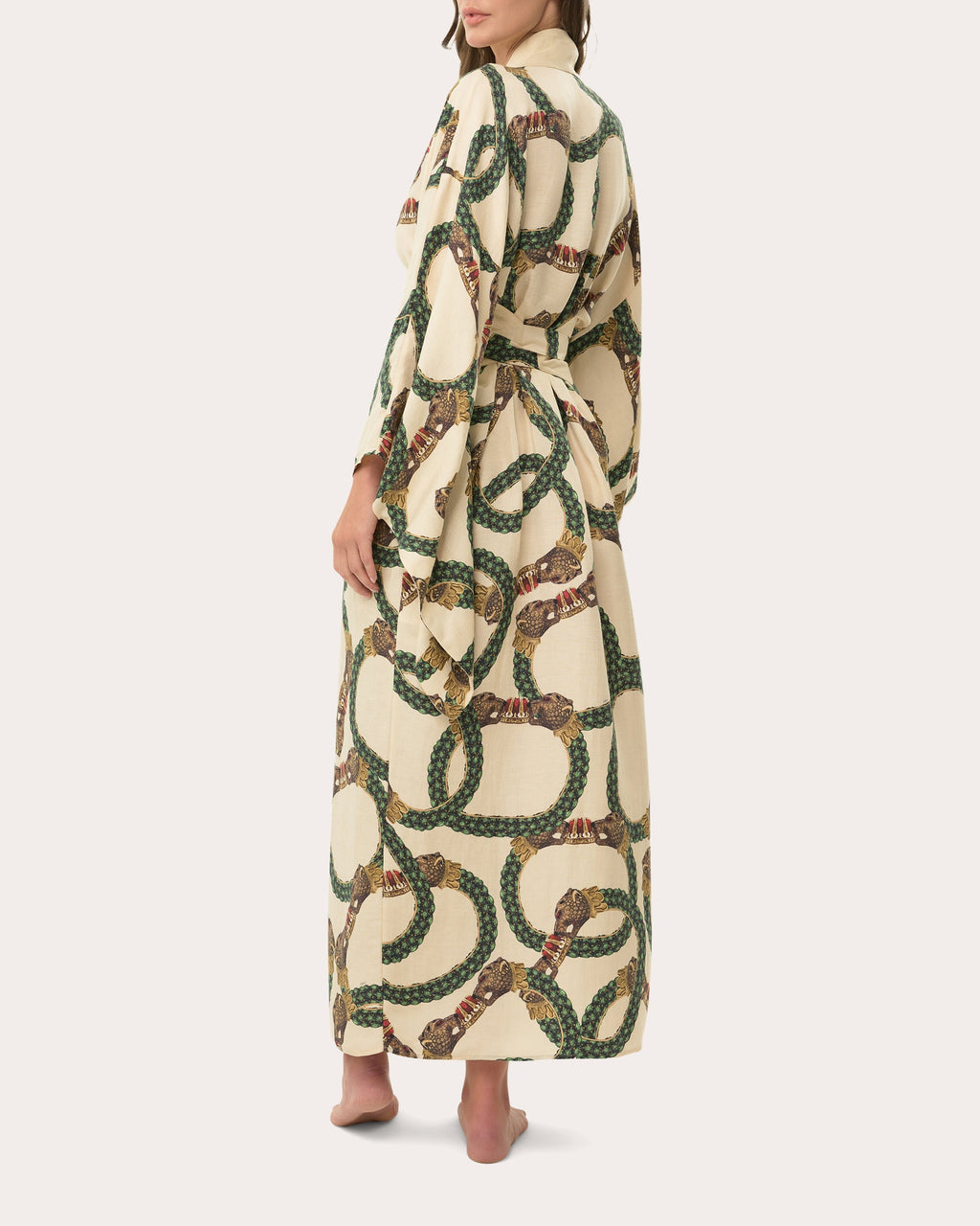 Anya Printed Linen Blend Kimono Robe