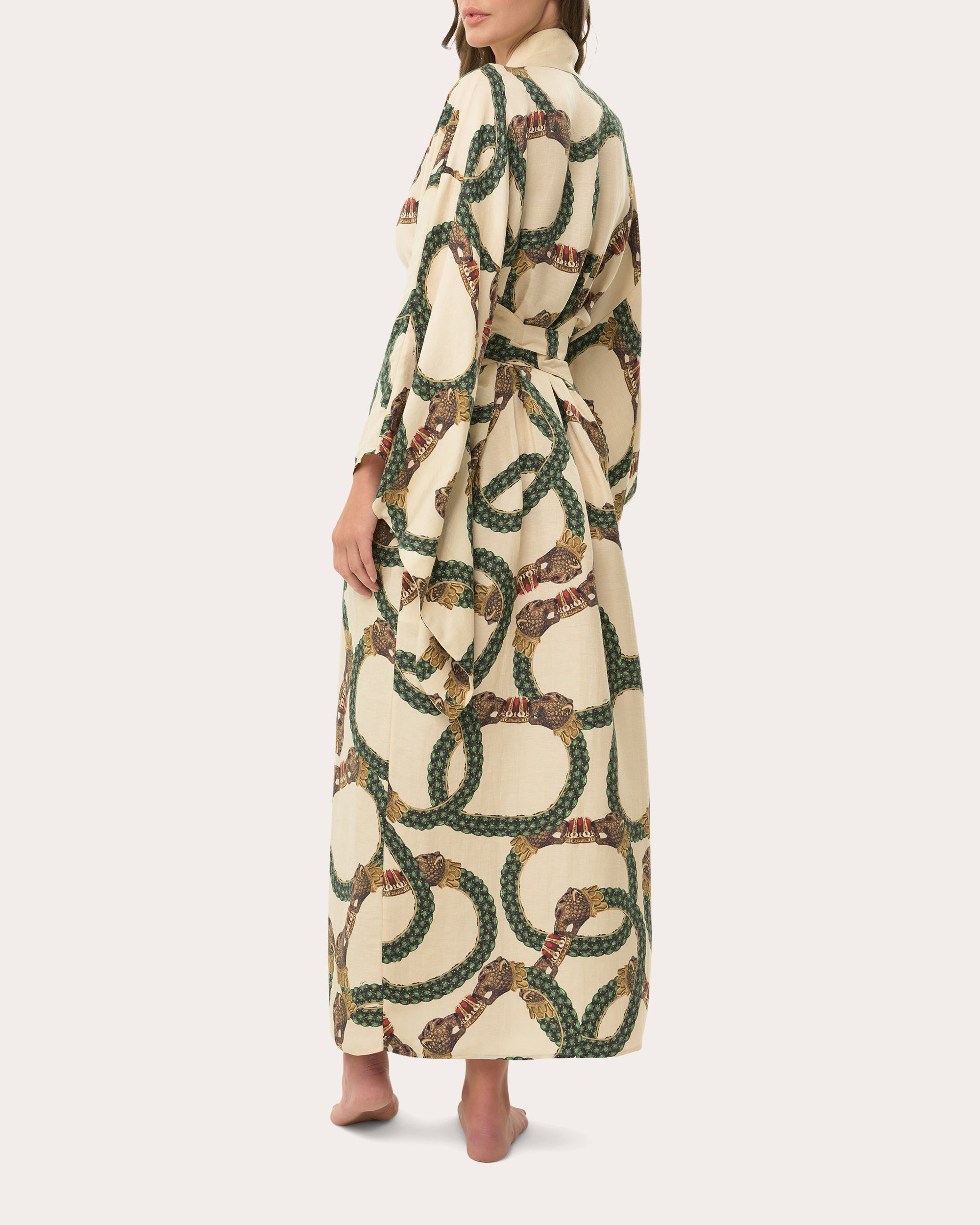 Anya Printed Linen Blend Kimono Robe