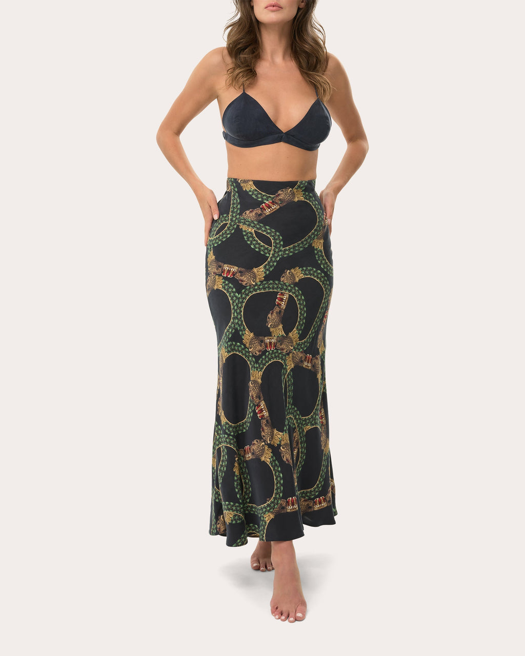 Lucy Printed Satin Maxi Skirt