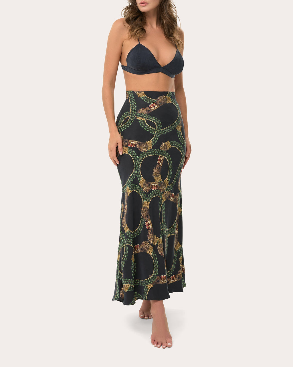 Lucy Printed Satin Maxi Skirt