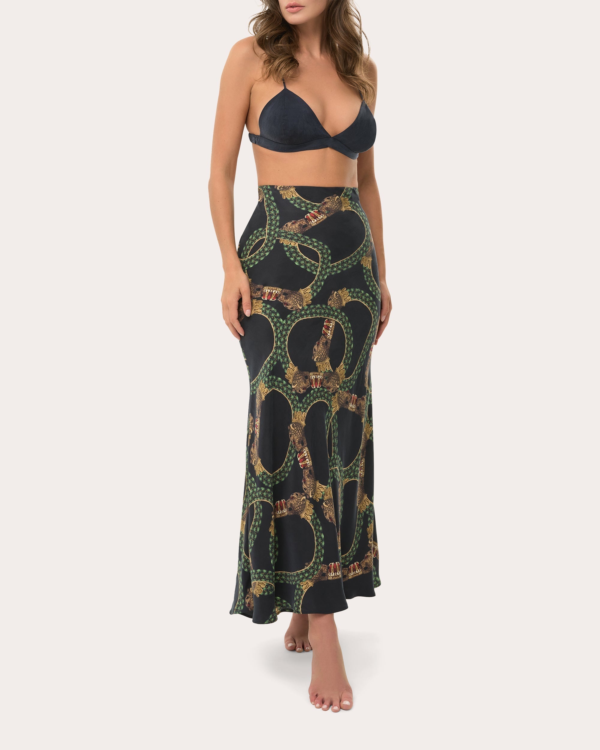 Lucy Printed Satin Maxi Skirt