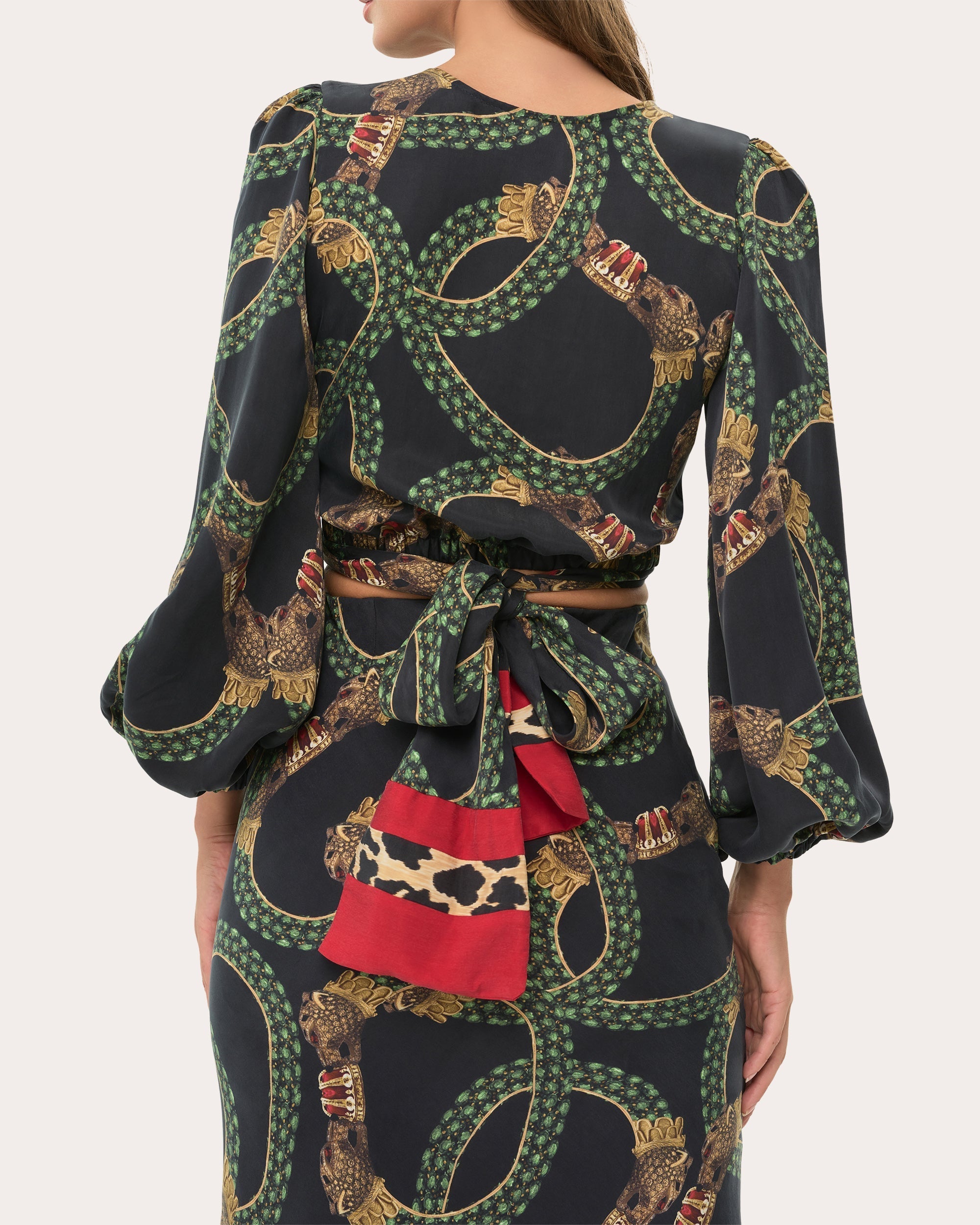 Maia Reversible Printed Satin Wrap Top