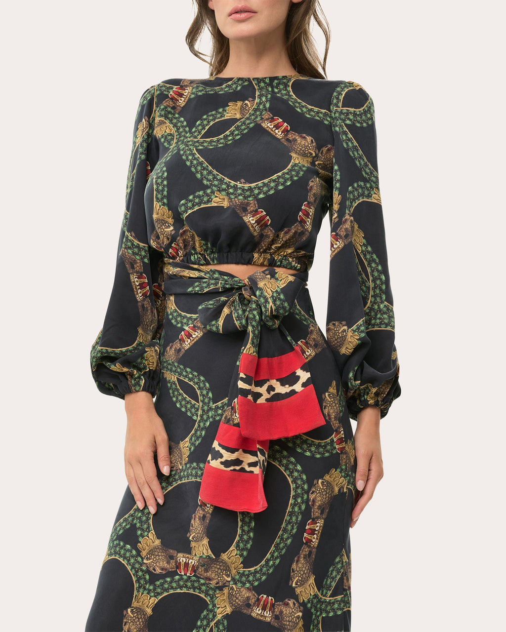 Maia Reversible Printed Satin Wrap Top