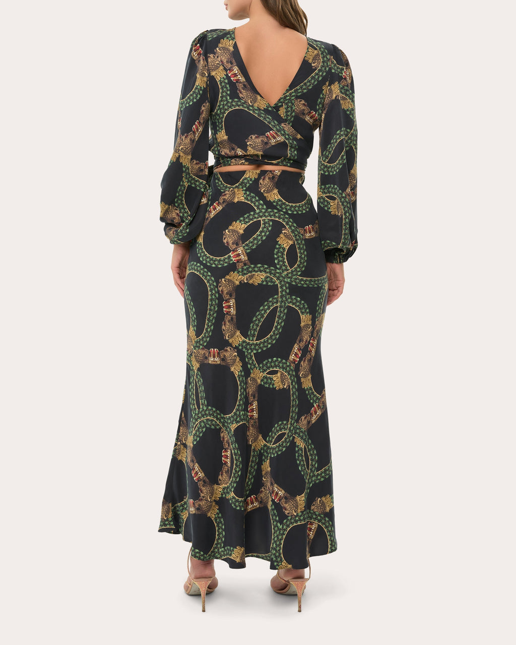 Maia Reversible Printed Satin Wrap Top