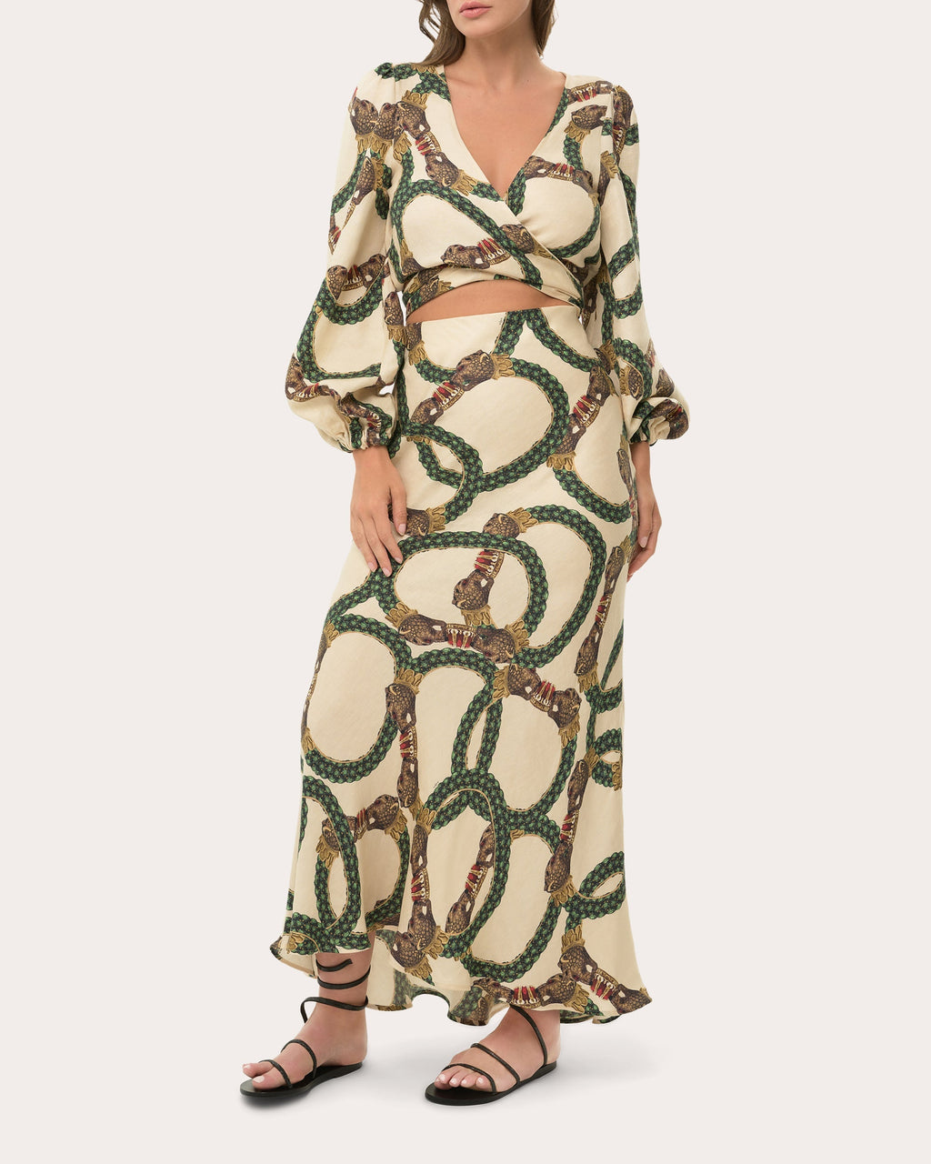 Maia Reversible Printed Satin Wrap Top