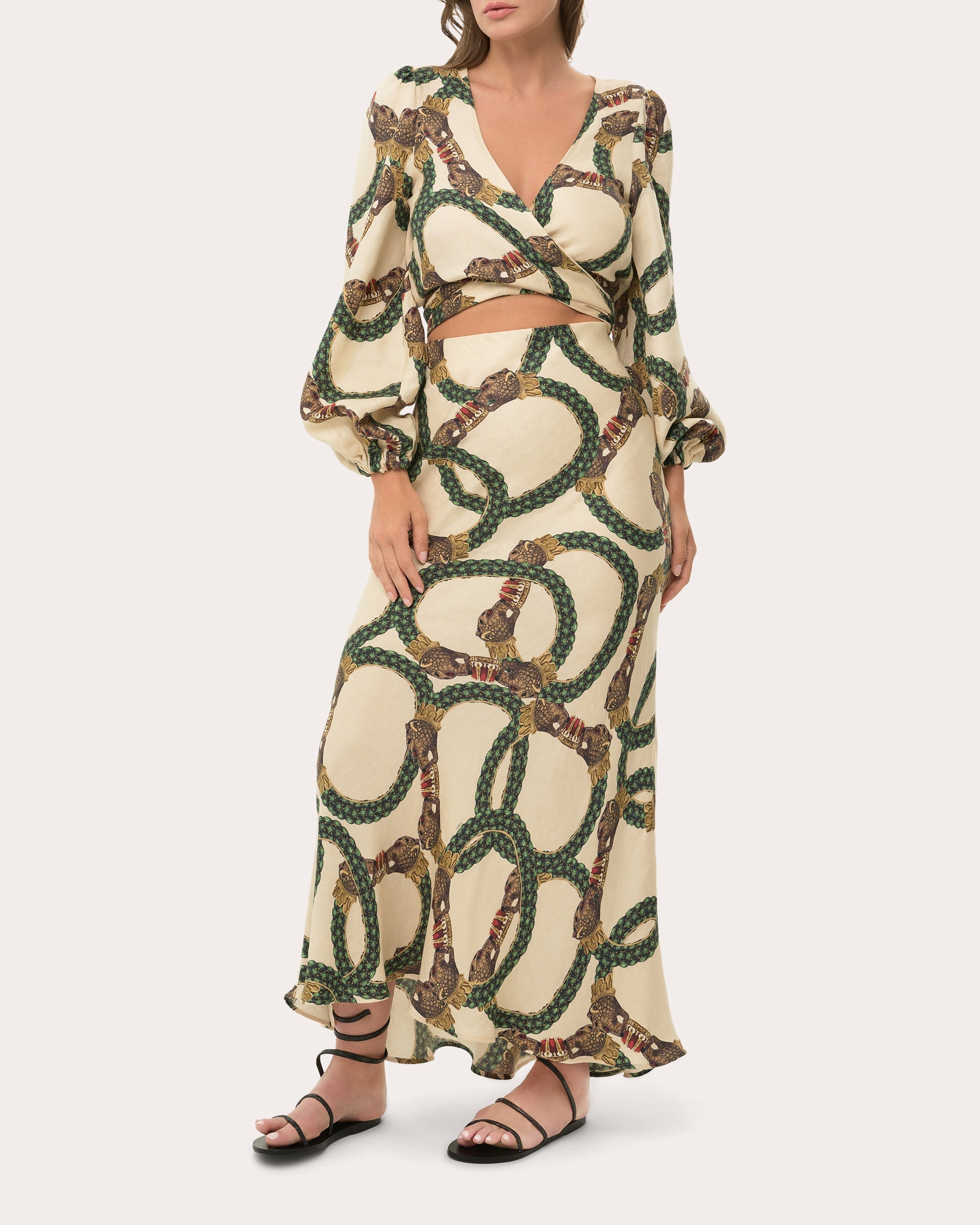 Lucy Printed Linen Blend Maxi Skirt