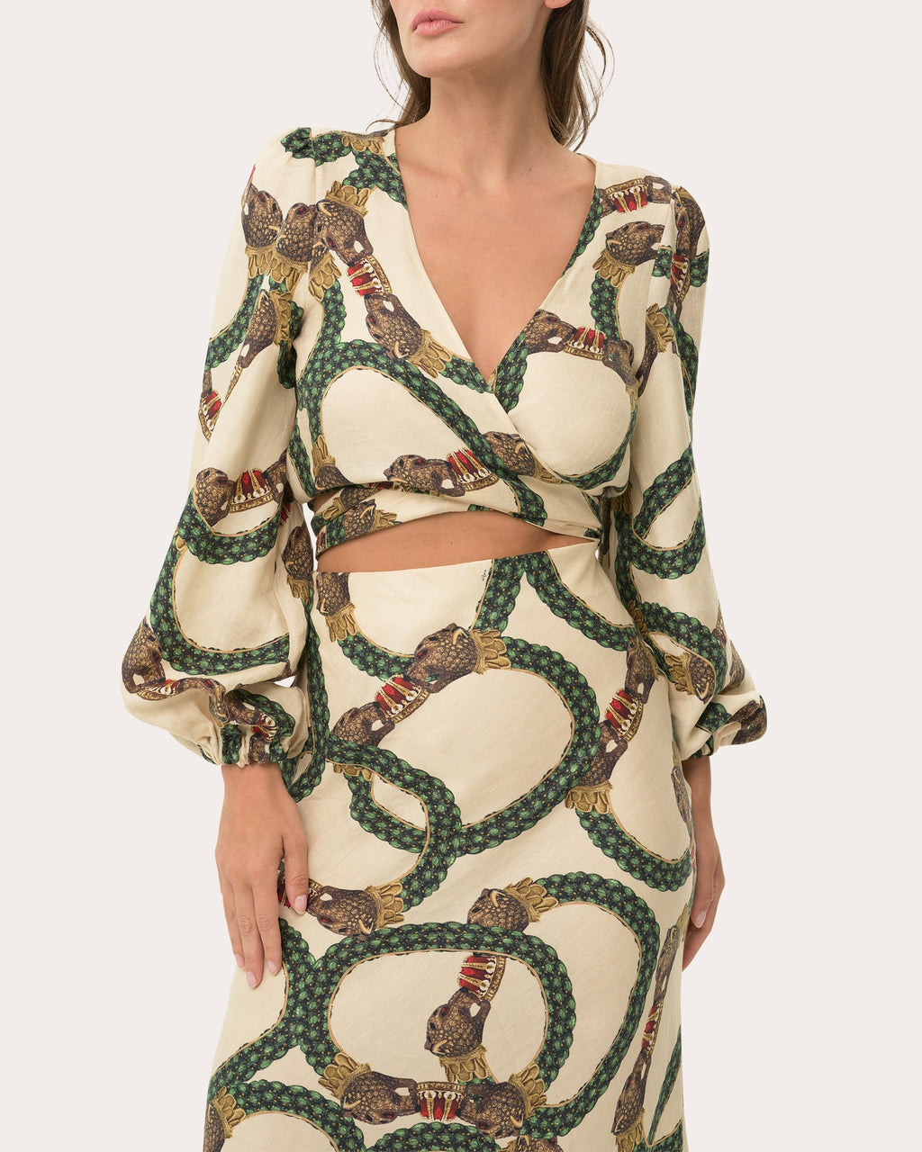 Maia Reversible Printed Satin Wrap Top