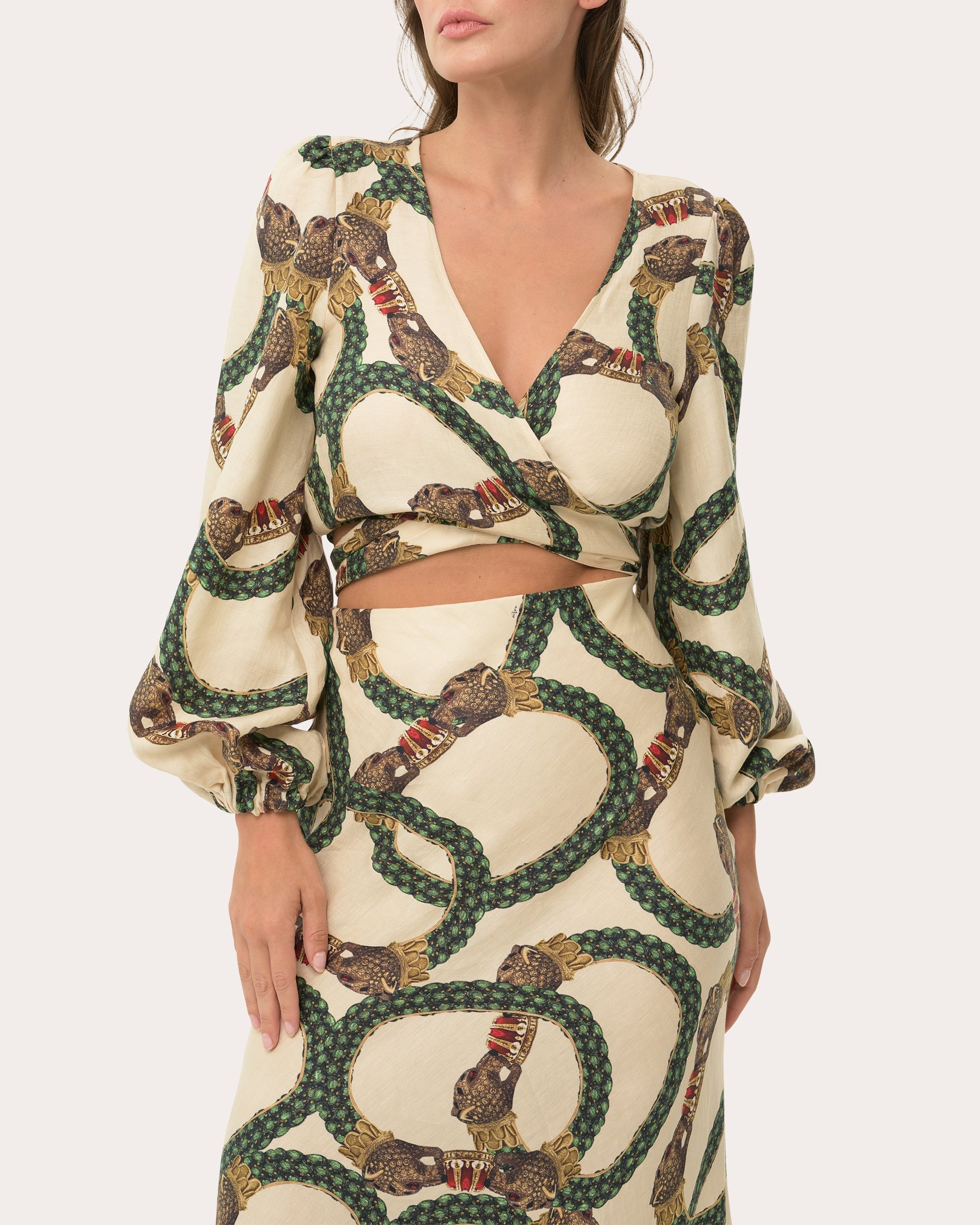 Maia Reversible Printed Satin Wrap Top