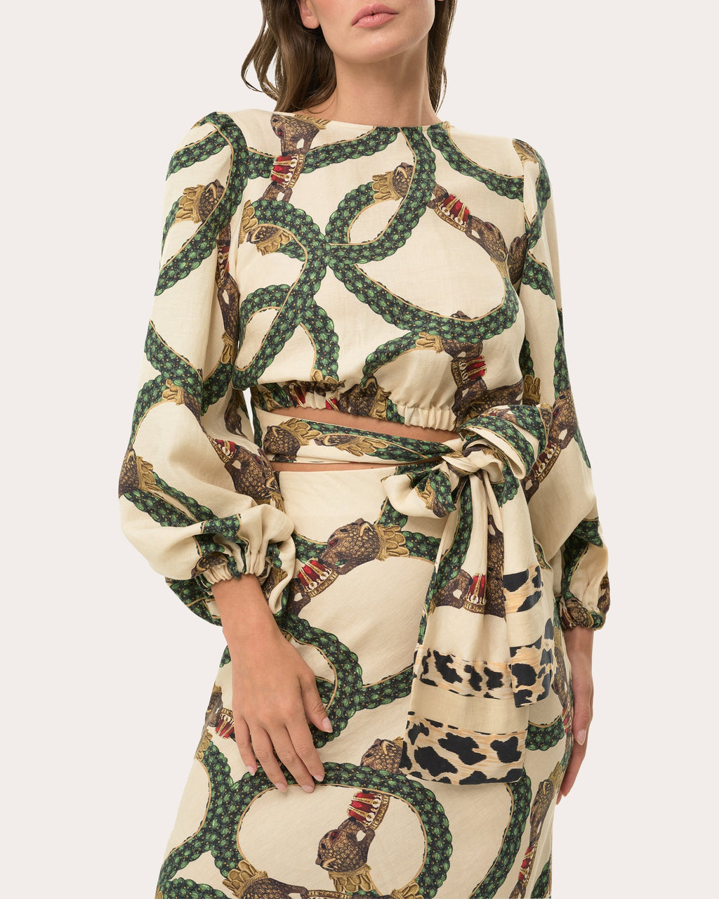 Maia Reversible Printed Satin Wrap Top