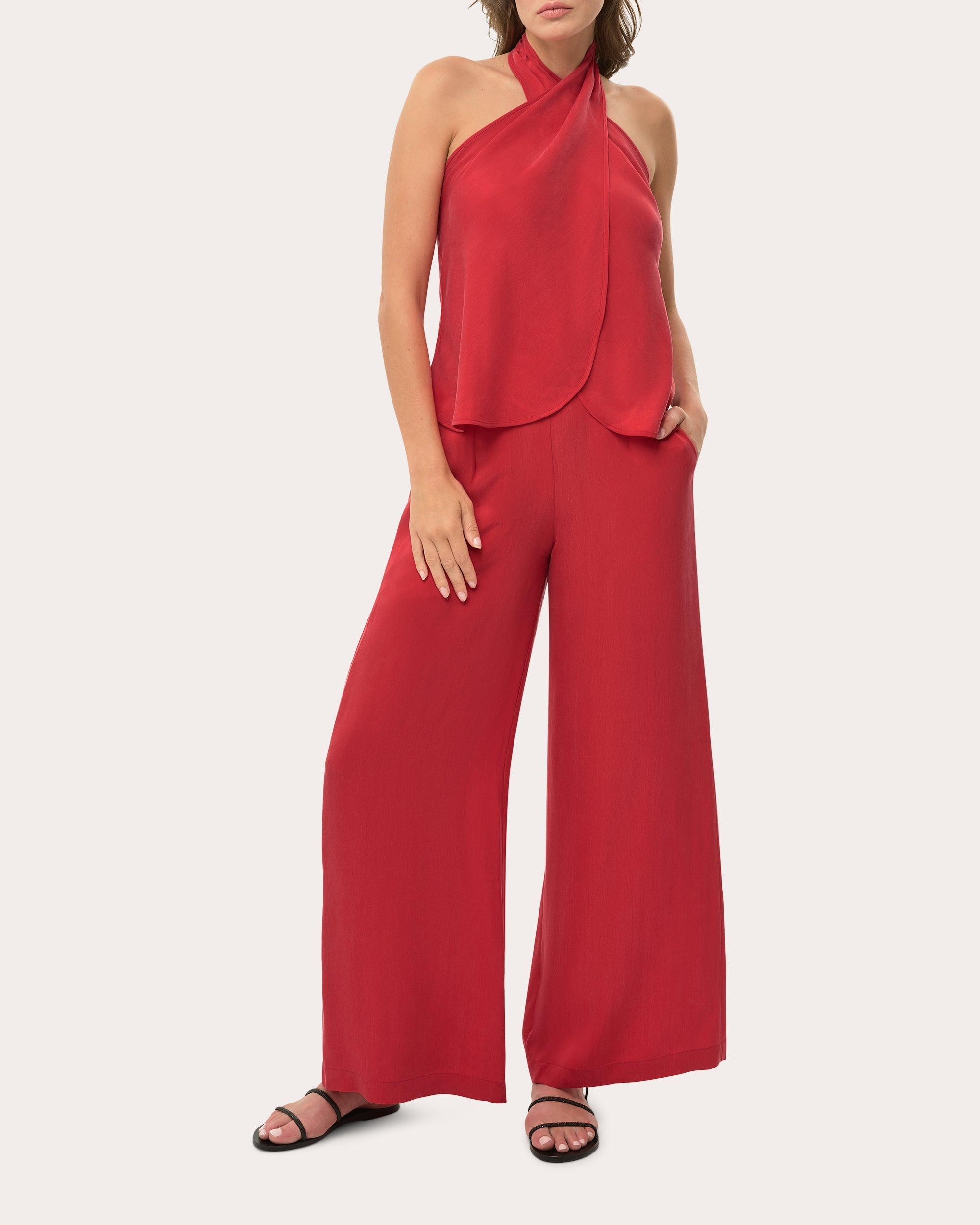 Washed Satin Halterneck Top